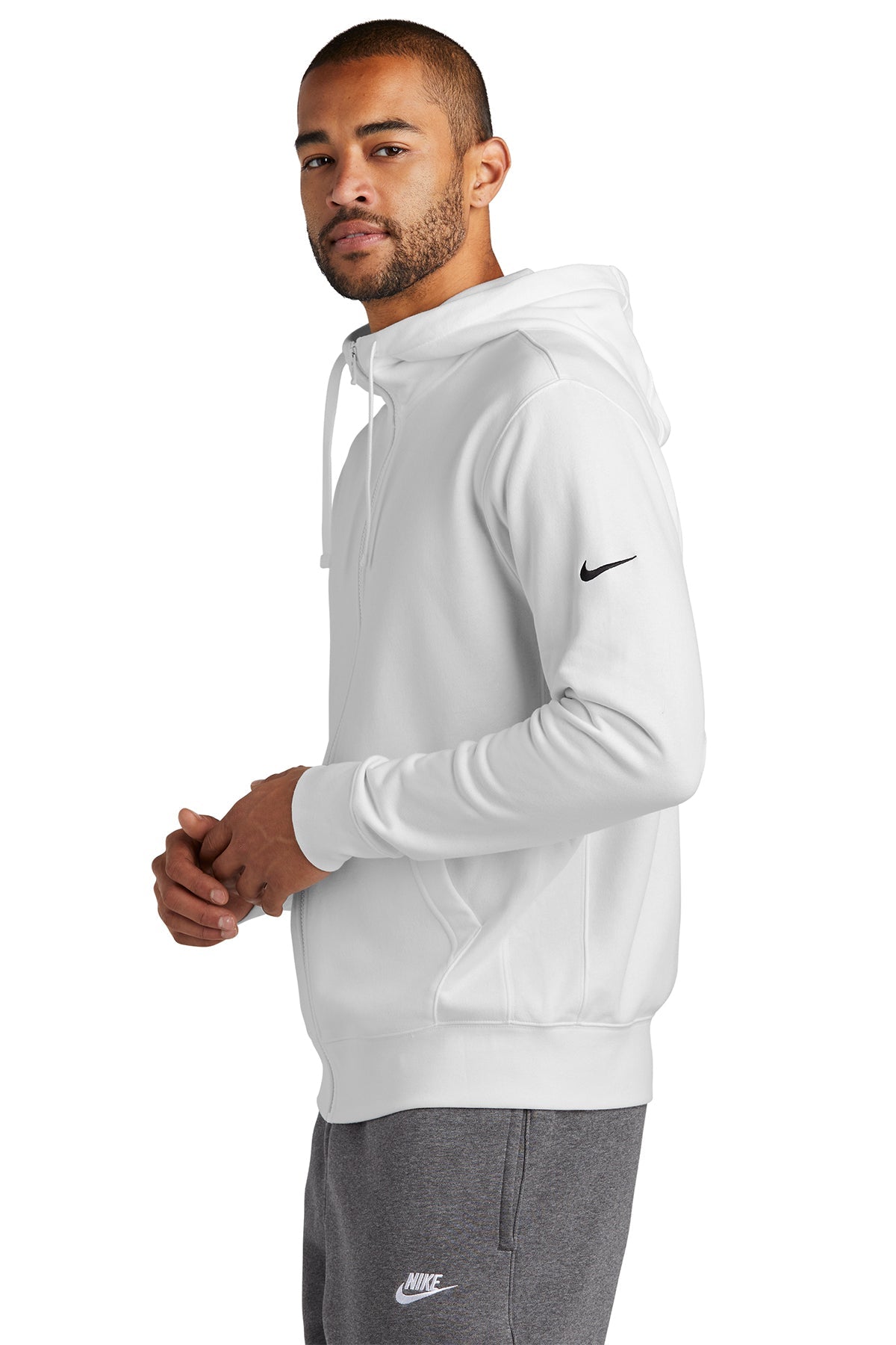 Nike club white swoosh logo clearance hoody