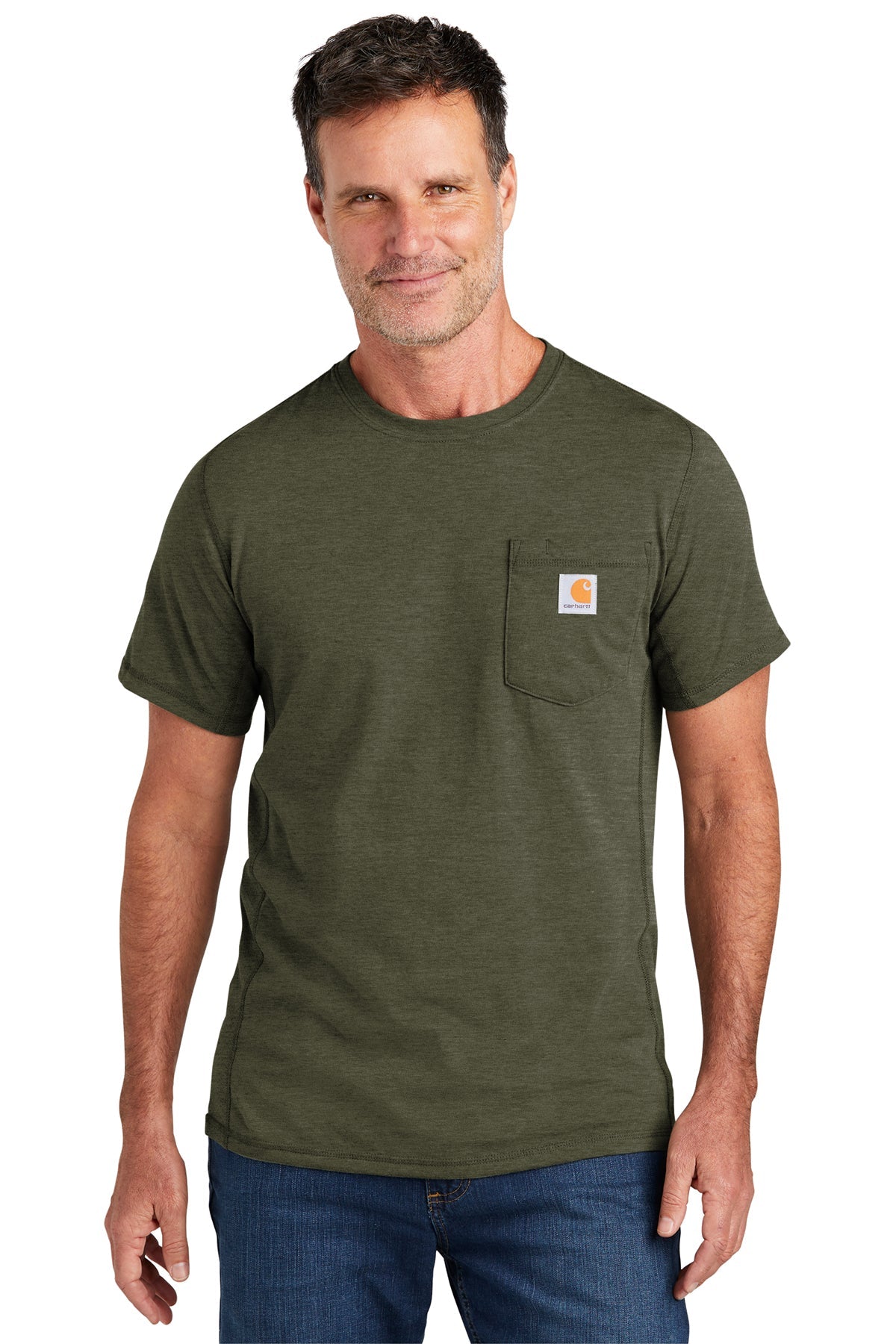 Custom Carhartt Force Short Sleeve Pocket T Shirt Basil Heather