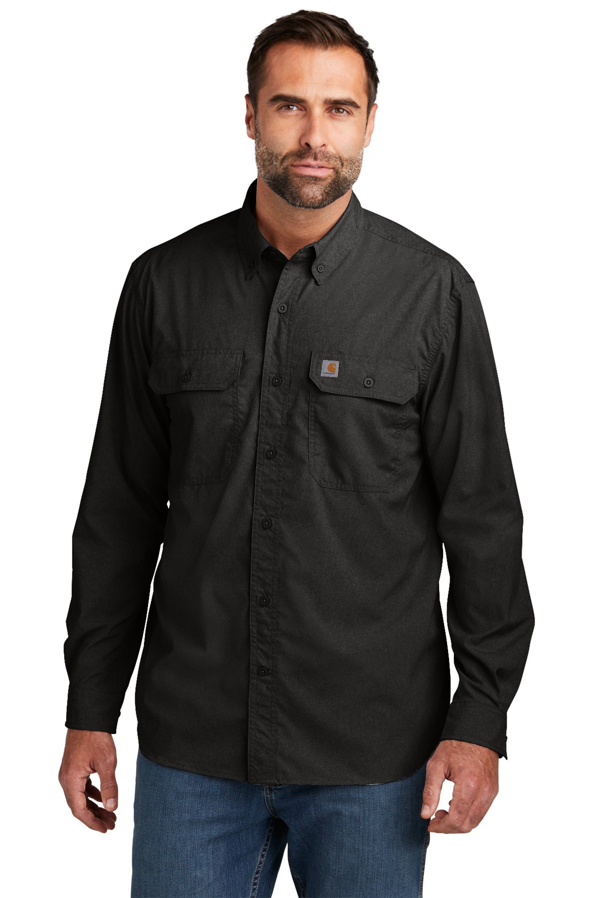 Custom Carhartt Force Solid Long Sleeve Shirt Black