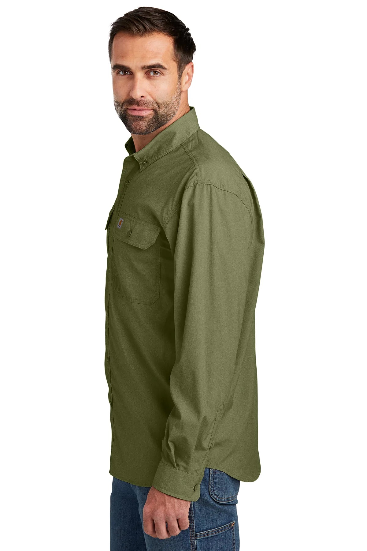 Olive green online carhartt shirt