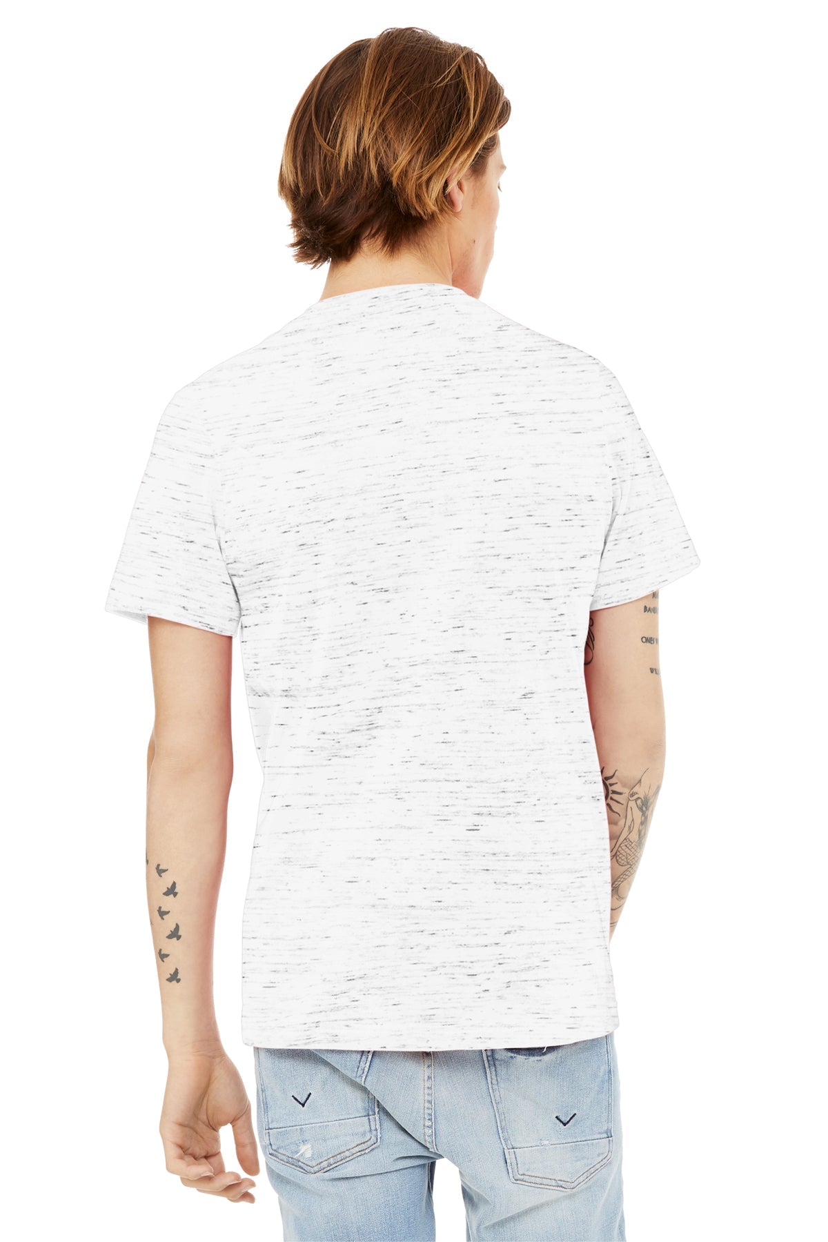 Bella Canvas Unisex Textured Jersey V-Neck, White Marble