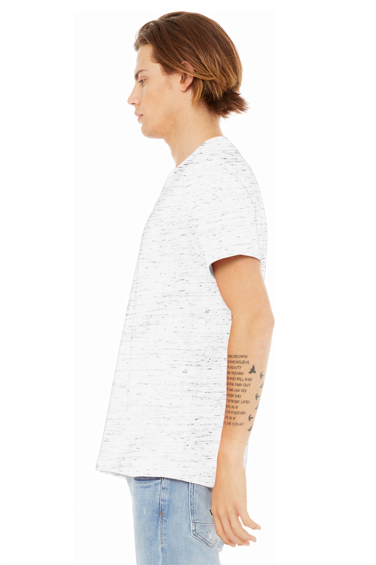 Bella Canvas Unisex Textured Jersey V-Neck, White Marble