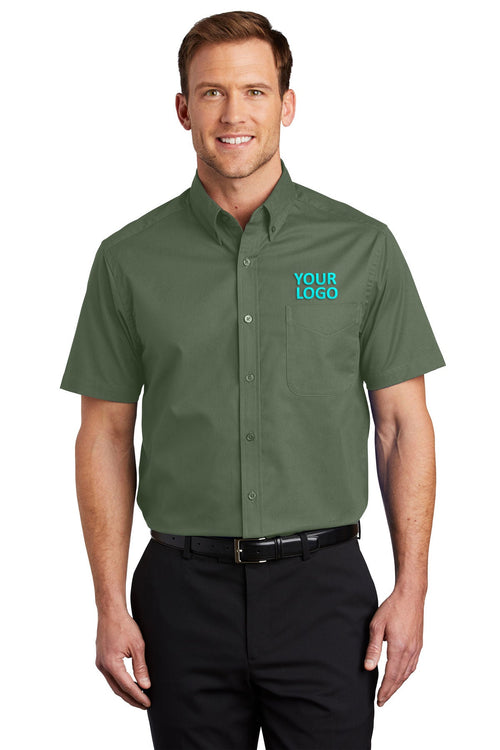 Custom Port Authority Ladies Short Sleeve Shirt Clover Green Custom Port Authority Ladies Short Sleeve Shirt Clover Green