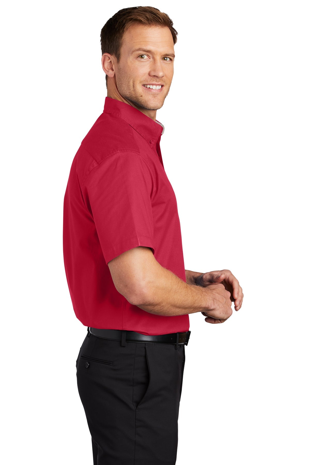 port authority_s508 _red/light stone_company_logo_button downs