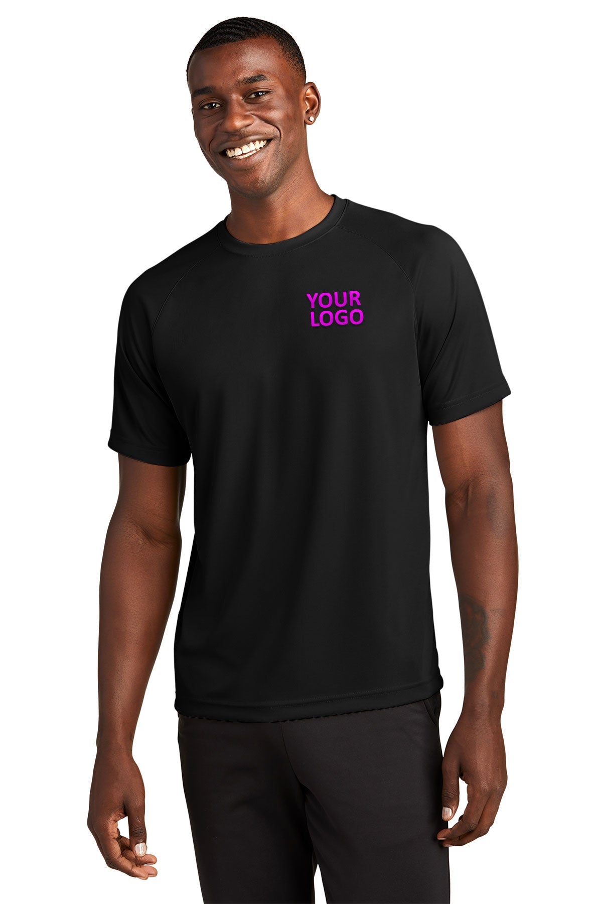 Sport-Tek Dry Zone Short Sleeve Customized Raglan T-Shirts, Black
