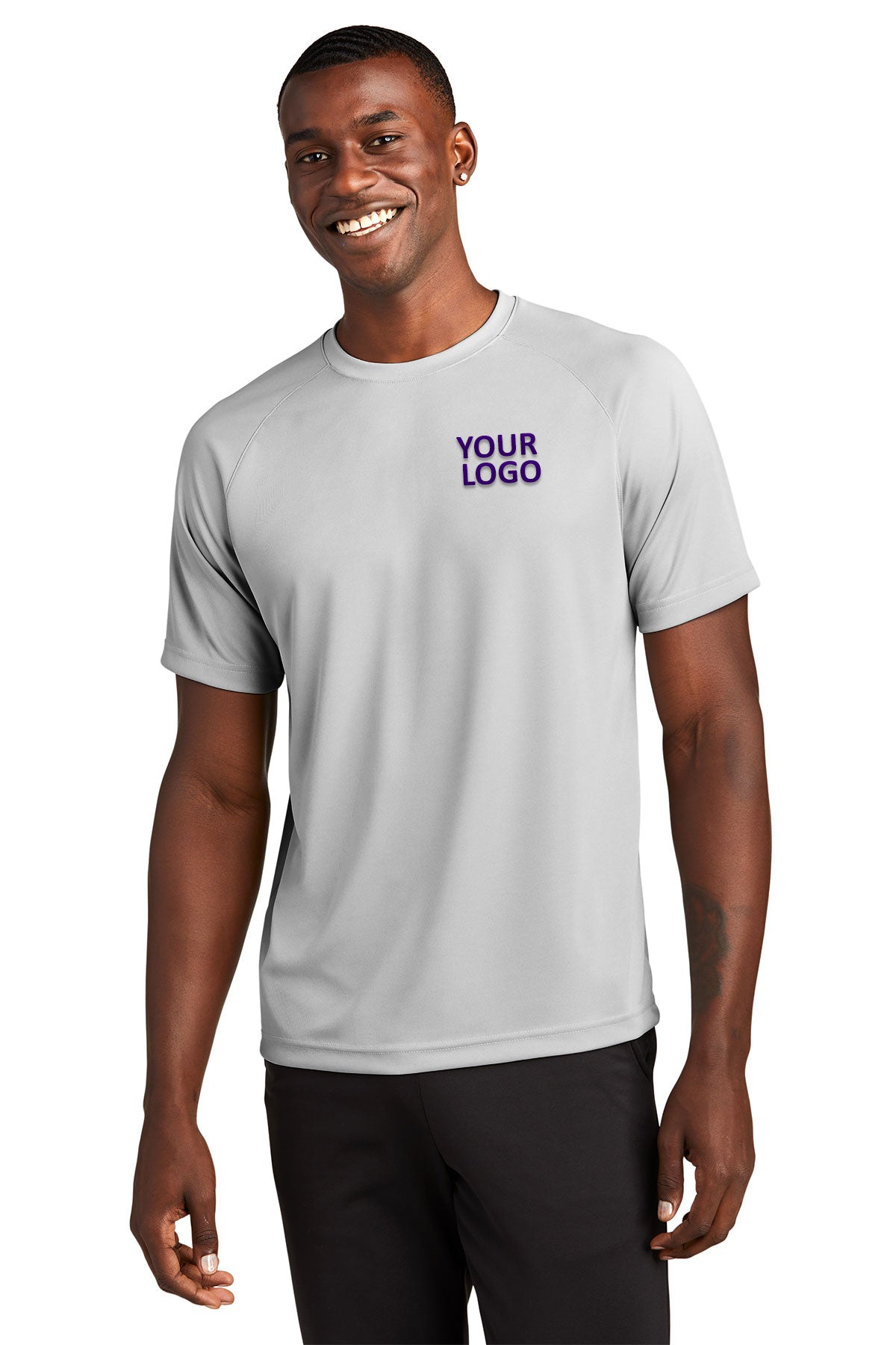 Sport-Tek Dry Zone Short Sleeve Customized Raglan T-Shirts, Silver
