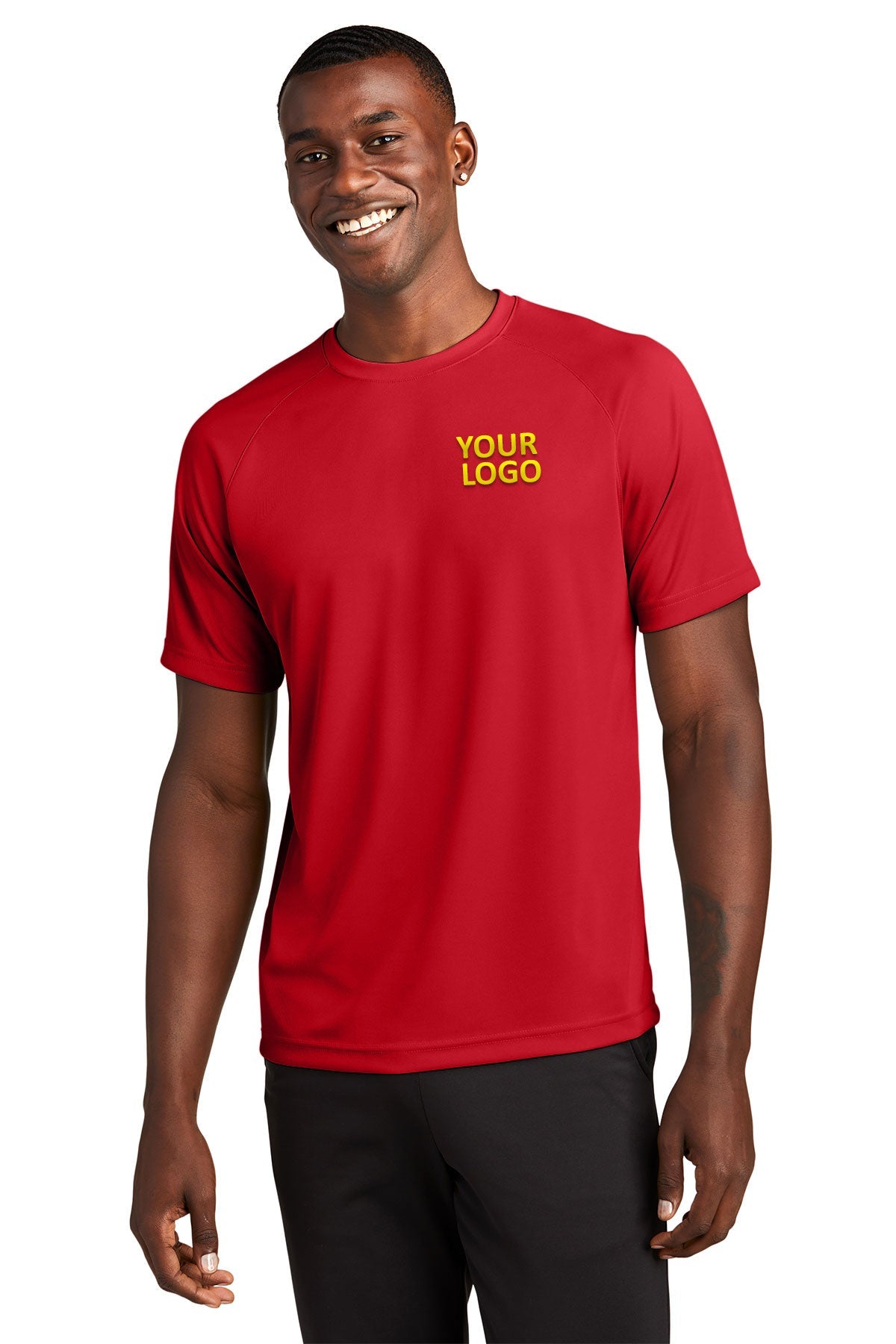 Sport-Tek Dry Zone Short Sleeve Branded Raglan T-Shirts, True Red