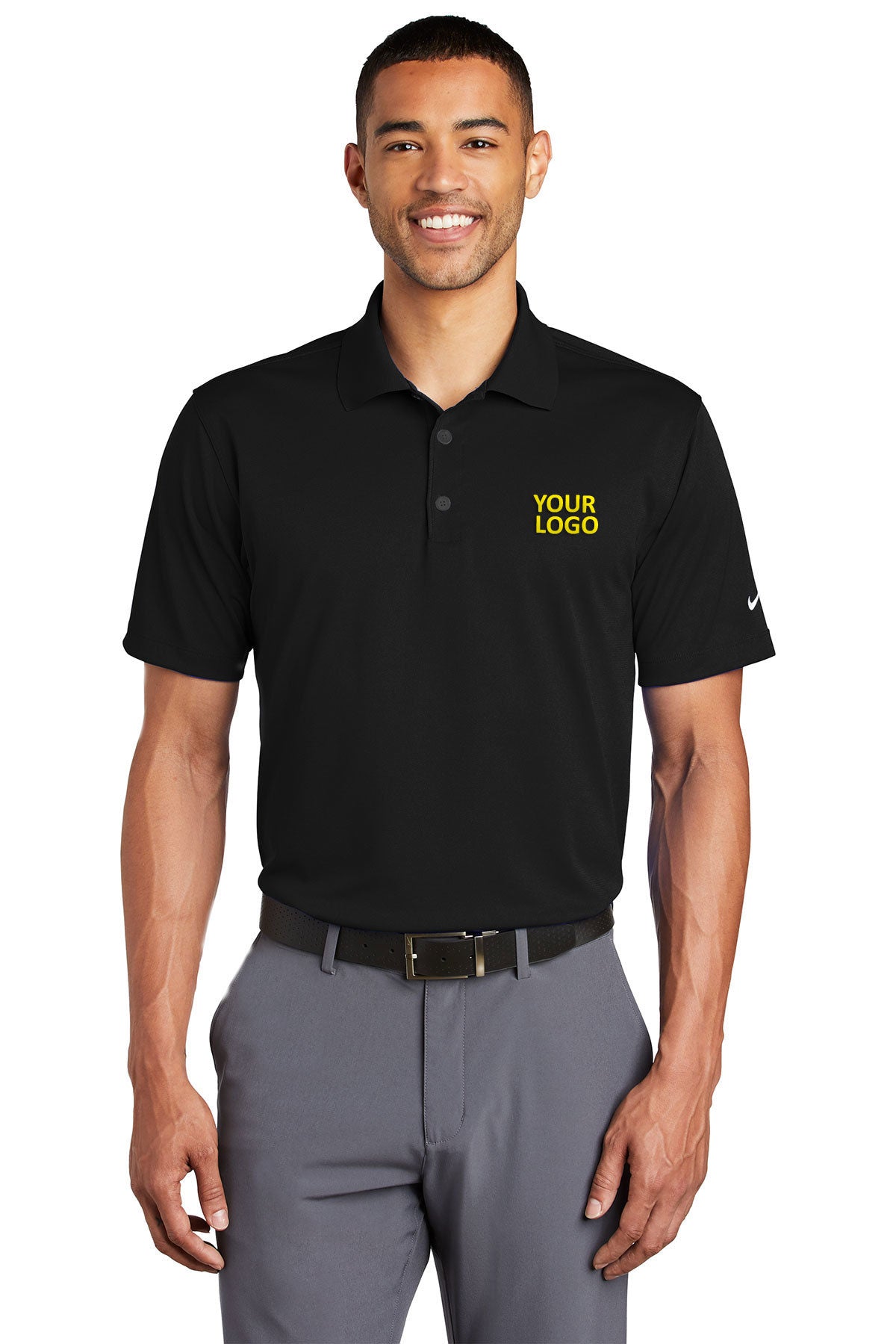 nike black 203690 work polo shirts with logo