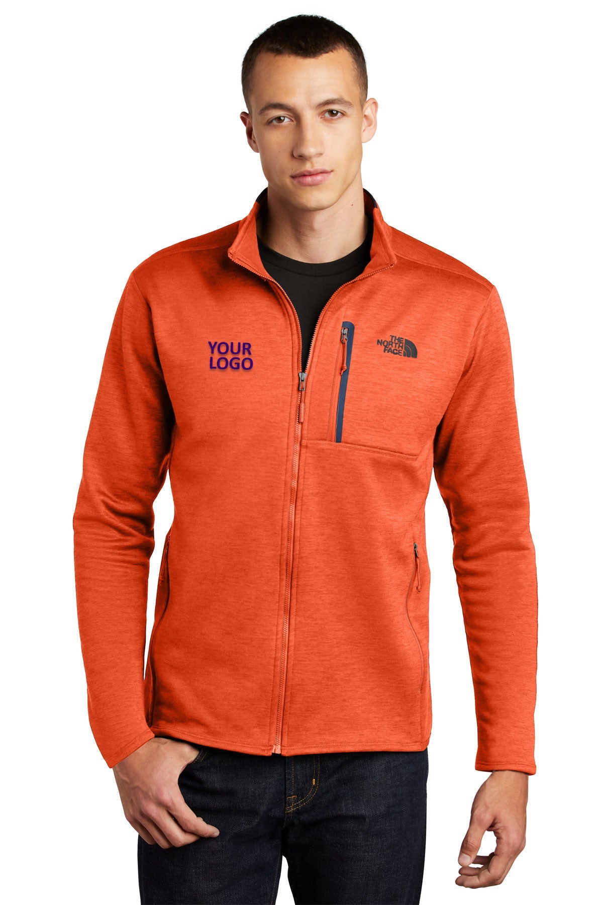 The North Face Zion Orange Heather/ Urban Navy NF0A47F5 jackets with company logo