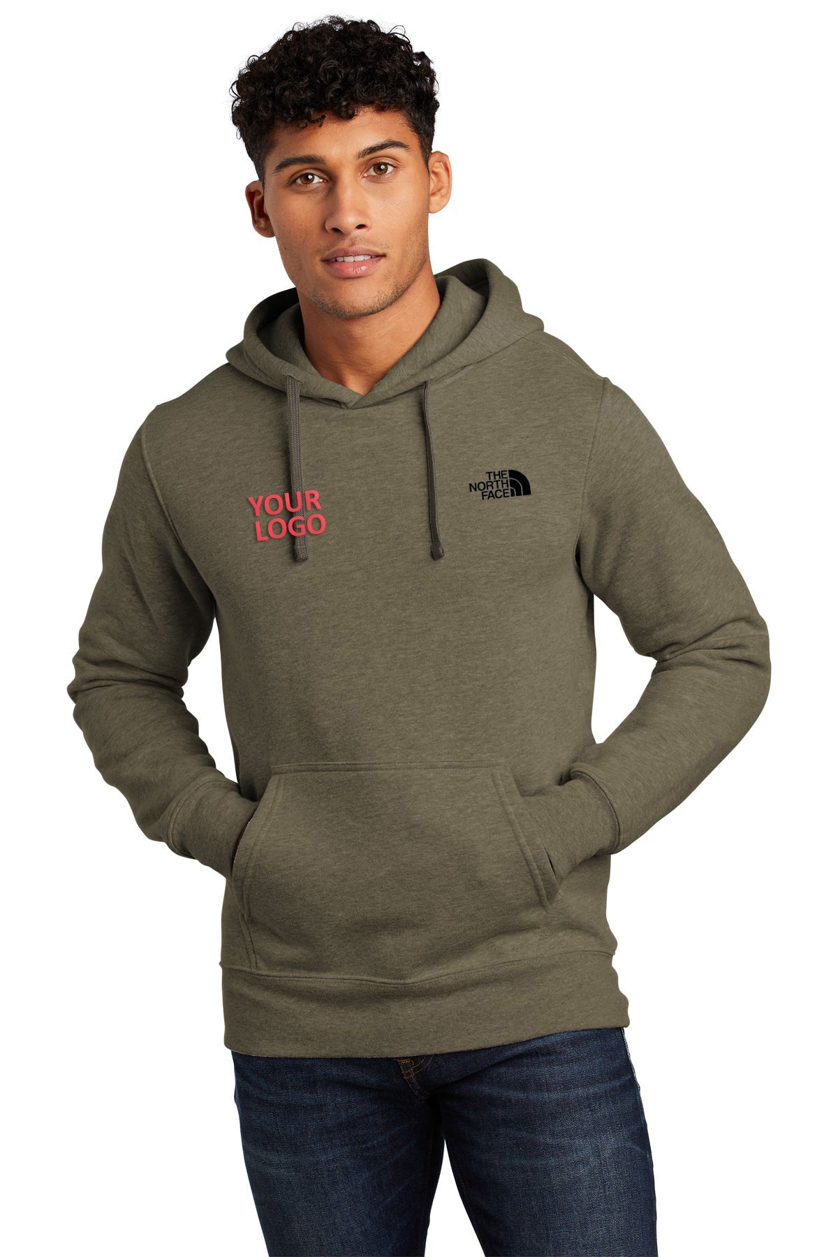 The North Face New Taupe Green Heather NF0A7V9B custom logo sweatshirts