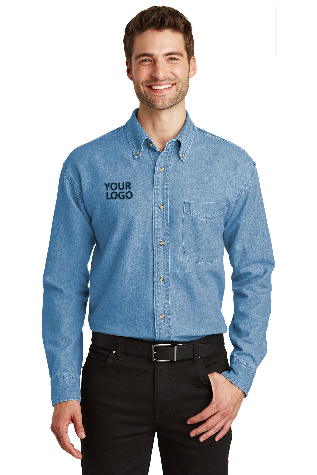 Port Authority Long Sleeve Denim Shirt S600 Faded Denim*