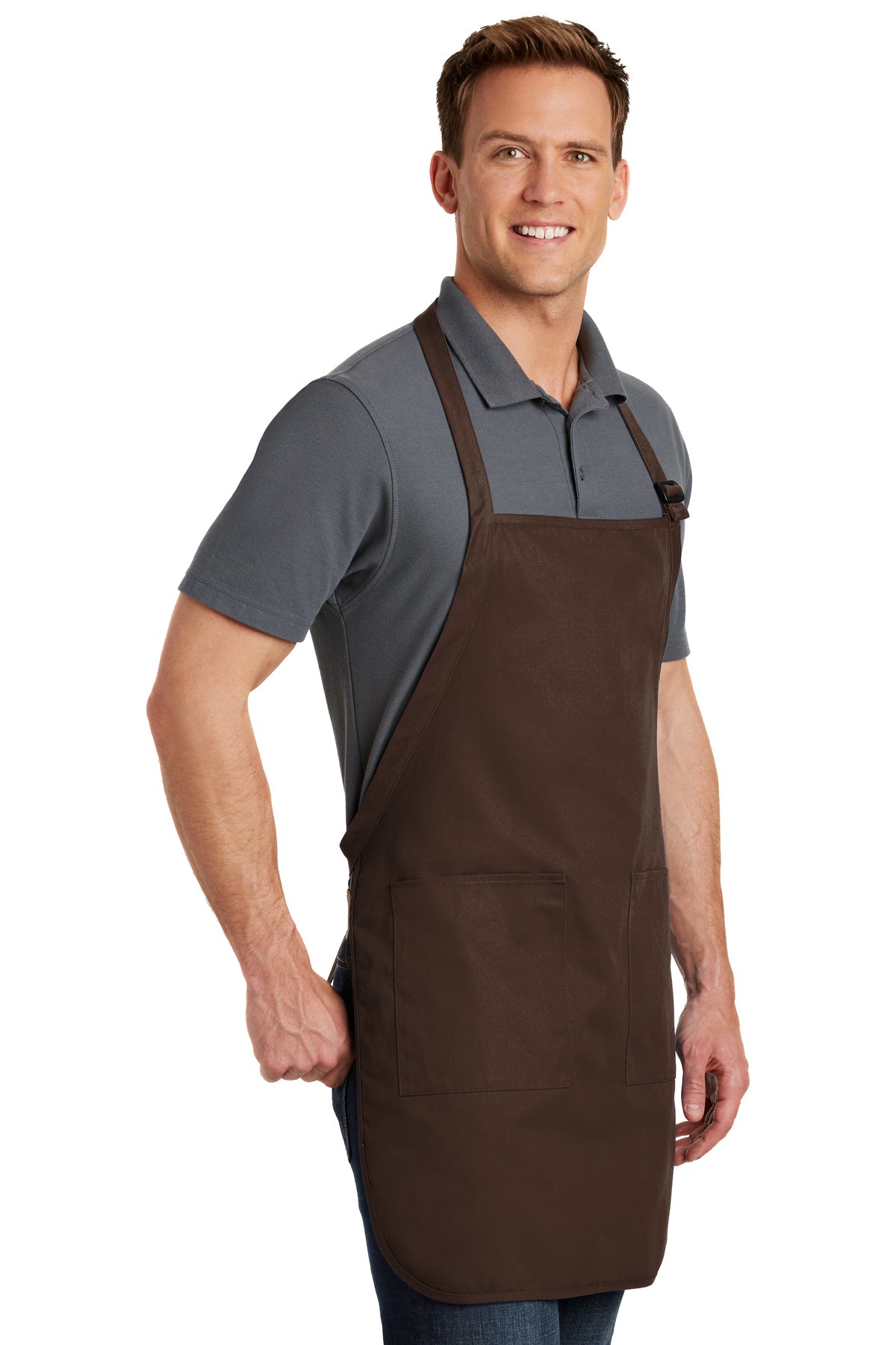 Port Authority Full-Length Custom Aprons with Pockets, Coffee Bean