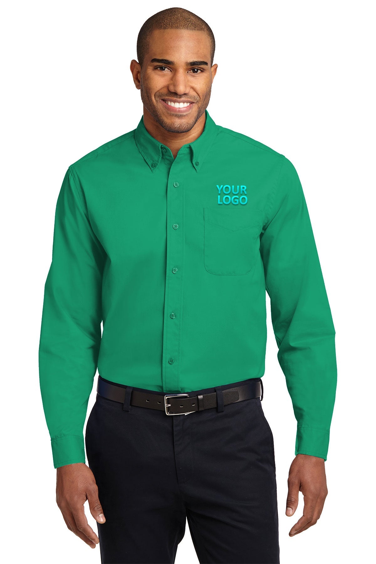 Port Authority Court Green S608 custom embroidered shirts