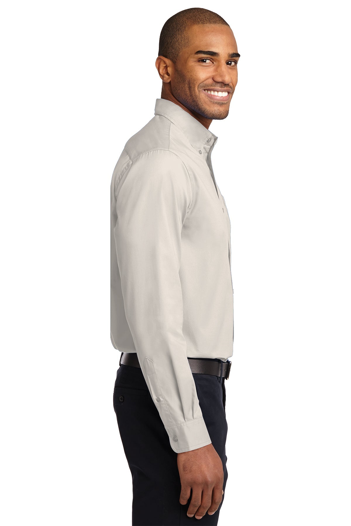 port authority_s608 _light stone/classic navy_company_logo_button downs