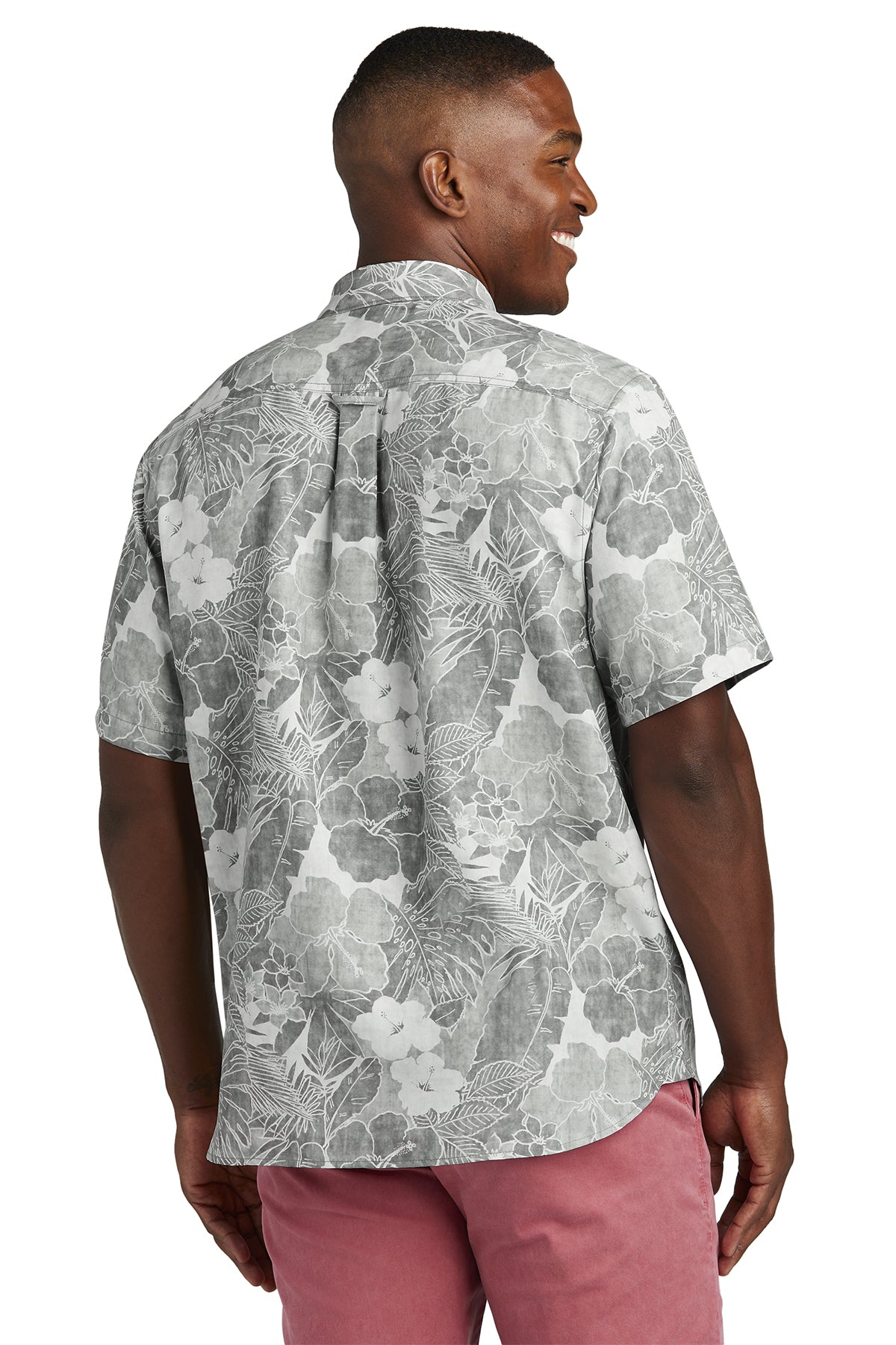 Custom Tommy Bahama Coconut Point Playa Flora Short Sleeve Grey