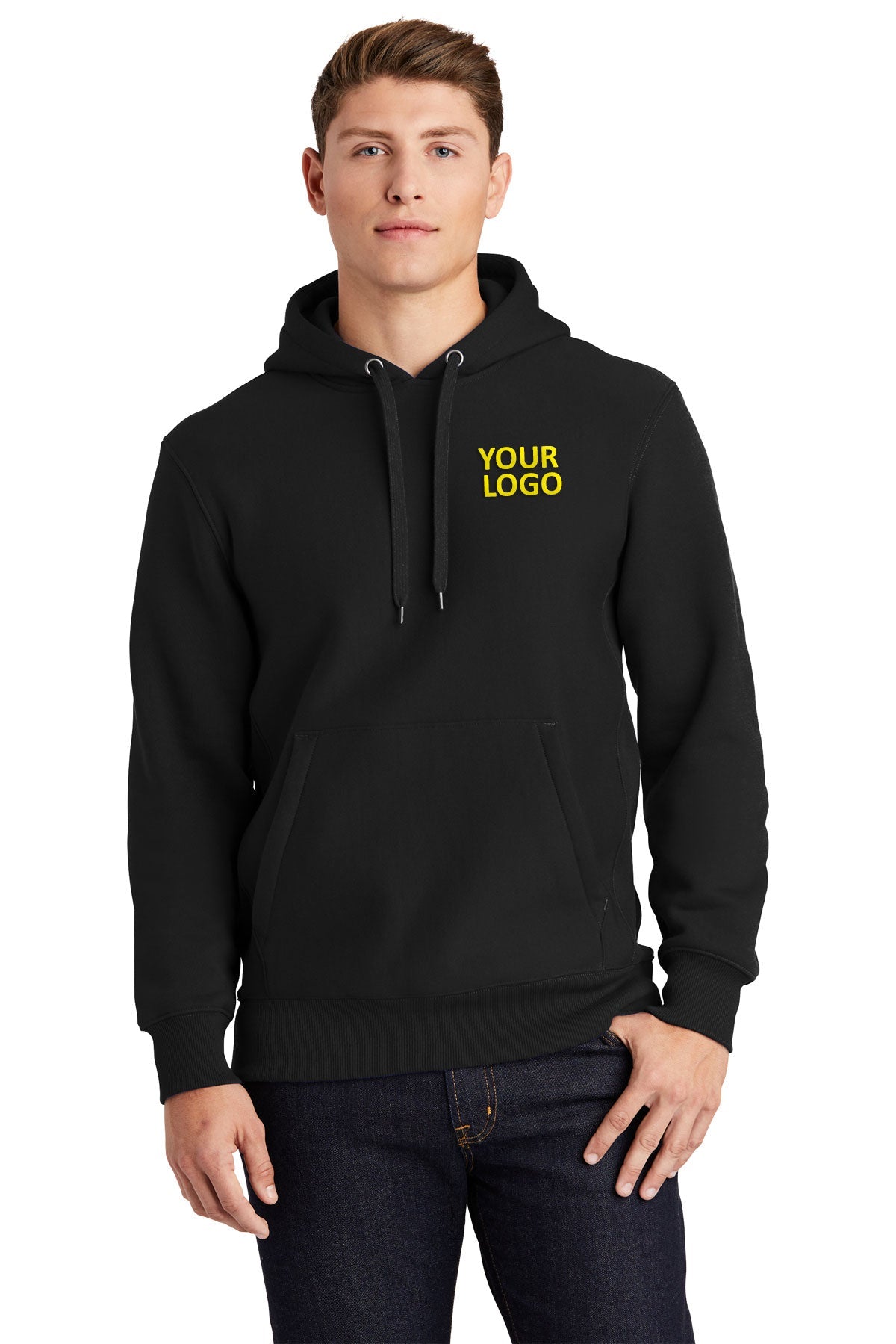 Sport-Tek Super Heavyweight Pullover Branded Hooded Sweatshirts, Black