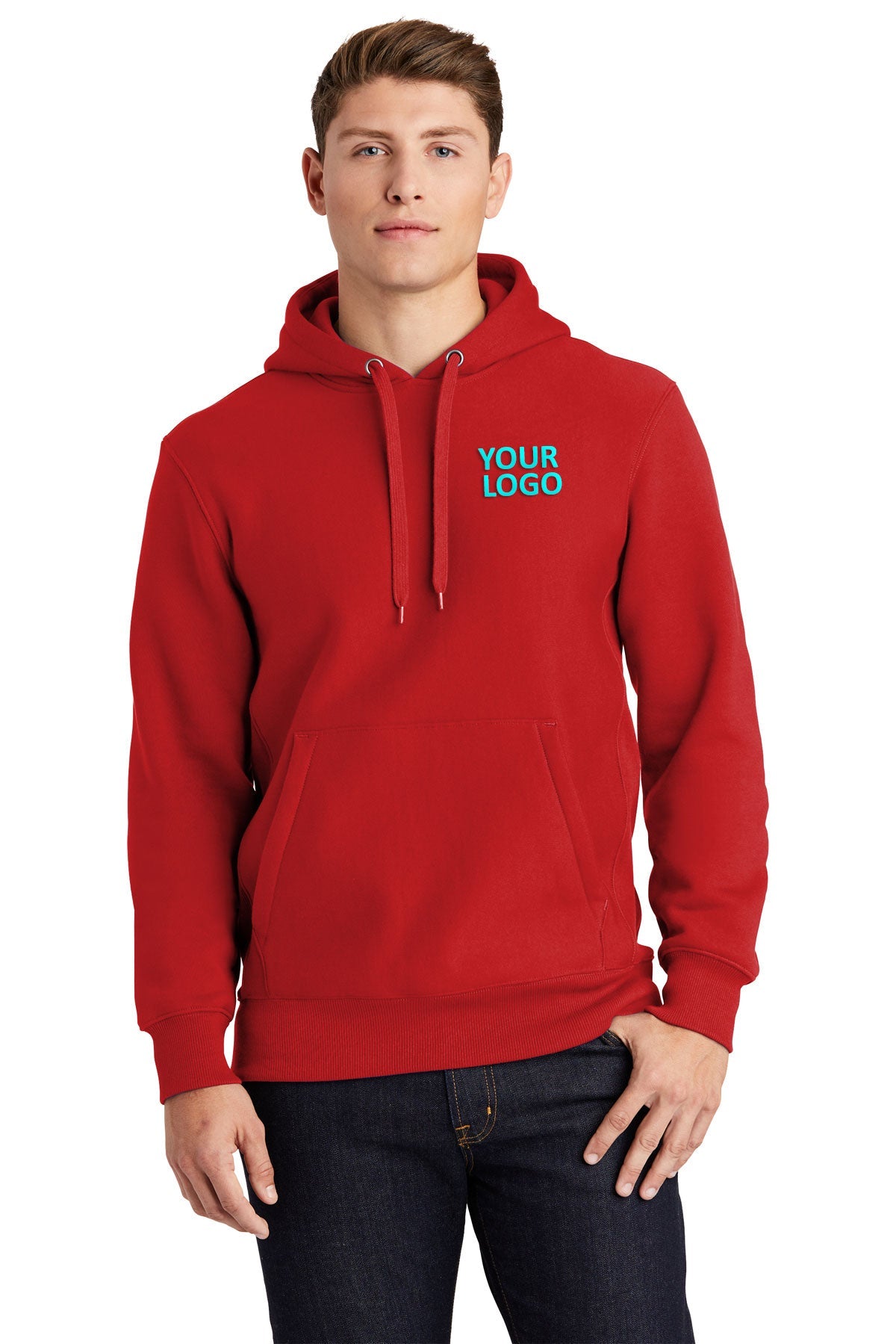 Sport-Tek Red F281 business sweatshirts with logo