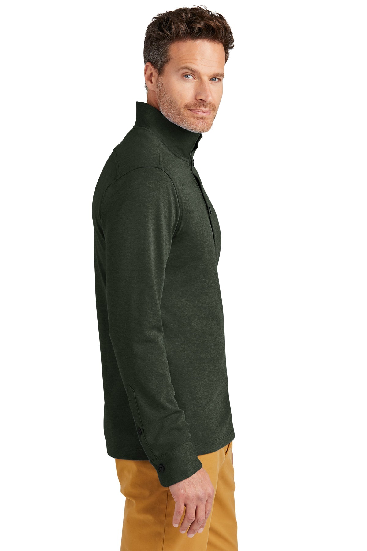 Brooks Brothers Mid-Layer Stretch 1/2-Button, Pine Heather