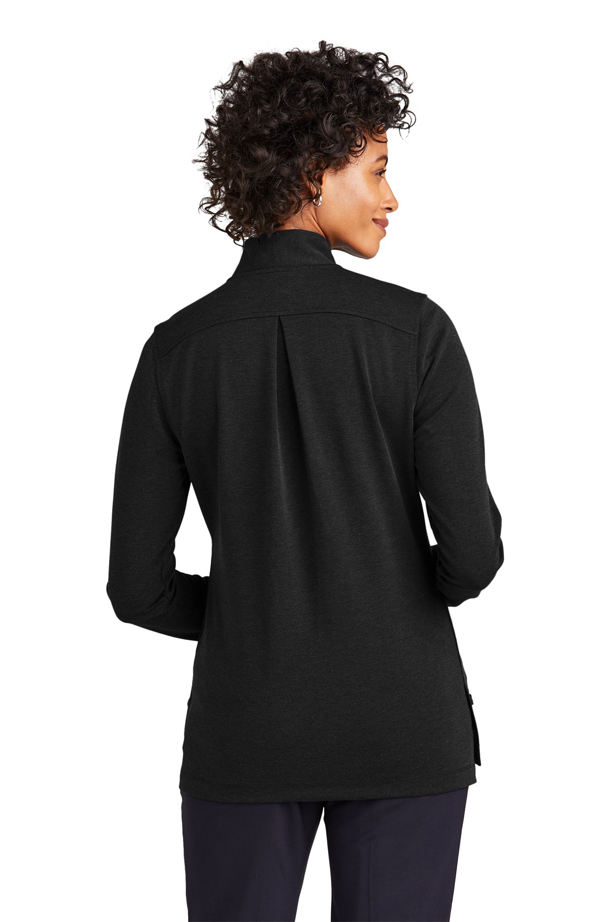 Brooks Brothers Womens Mid-Layer Stretch 1/2-Button, Black Heather