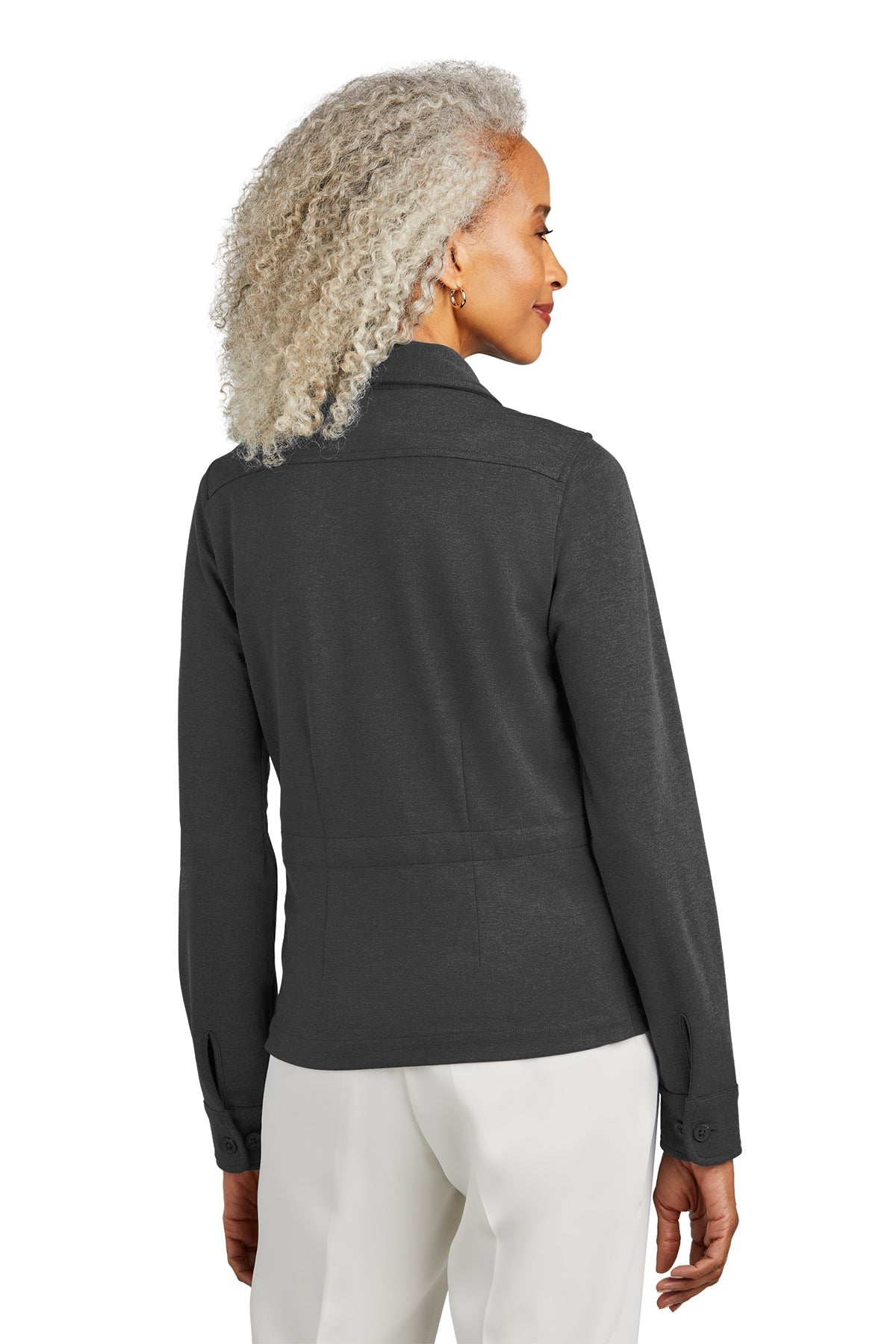 Brooks Brothers Womens Mid-Layer Stretch Button Jacket, Windsor Grey Heather