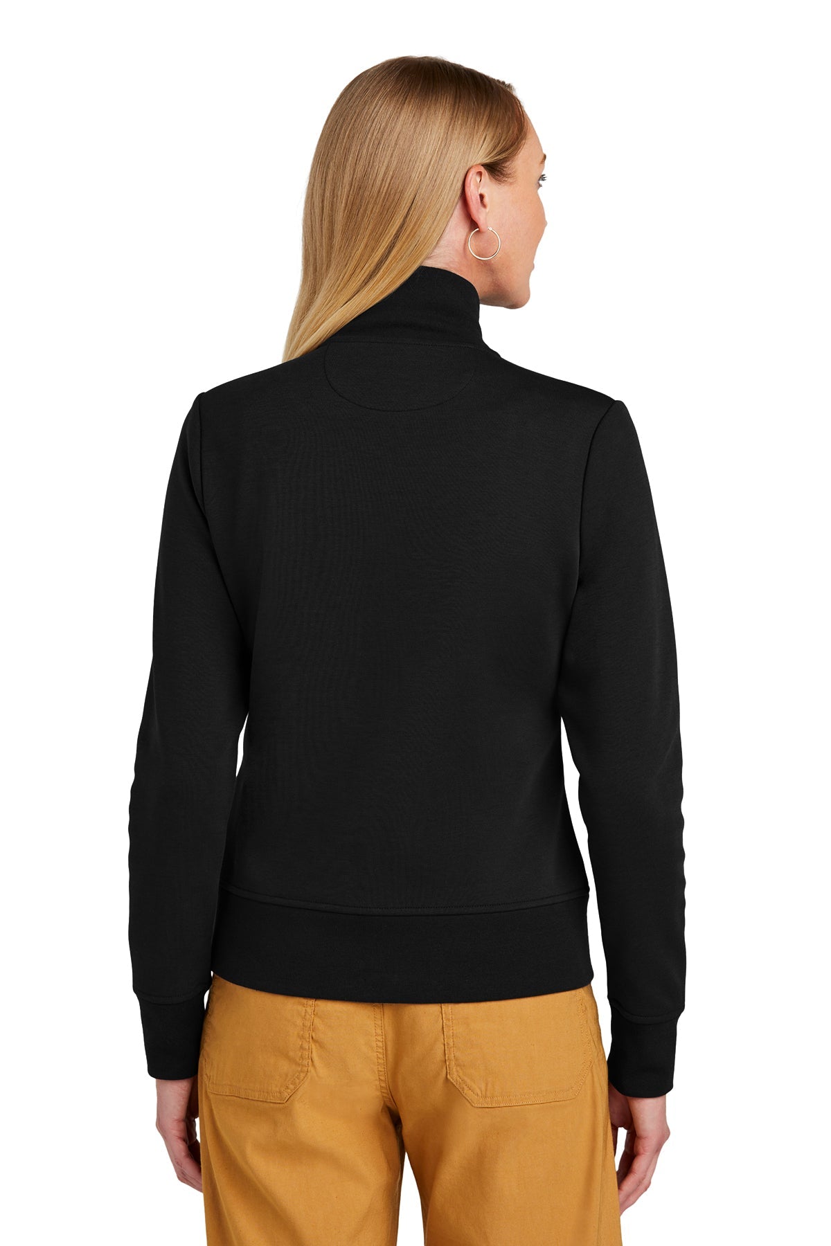 Brooks Brothers Womens Double-Knit Full-Zip, Deep Black