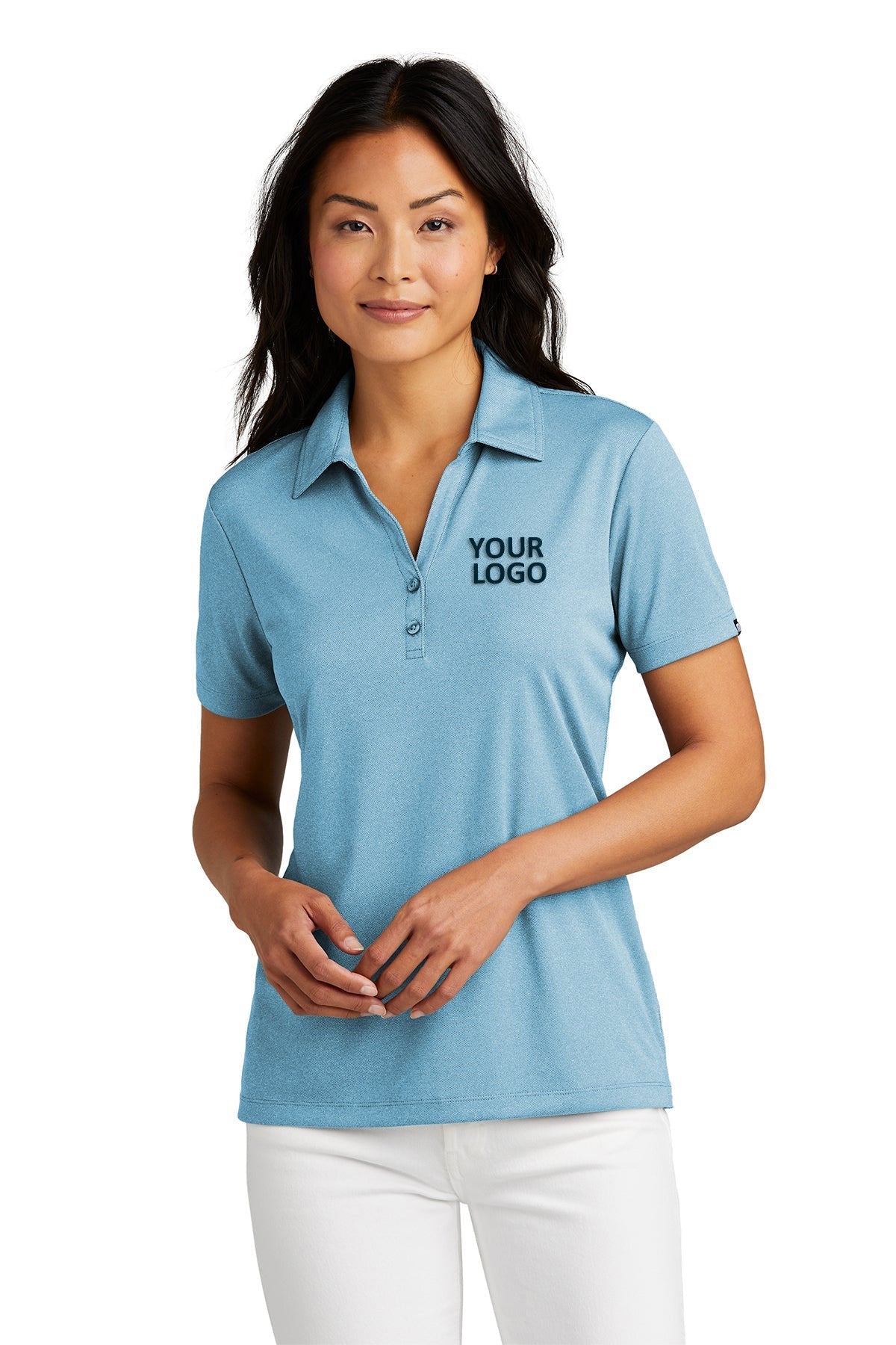 TravisMathew TM1WX002 Brilliant Blue Heather custom polo shirts with logo