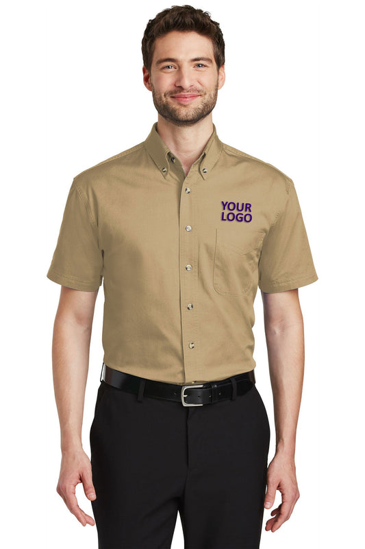 Port Authority Khaki S500T custom embroidered shirts