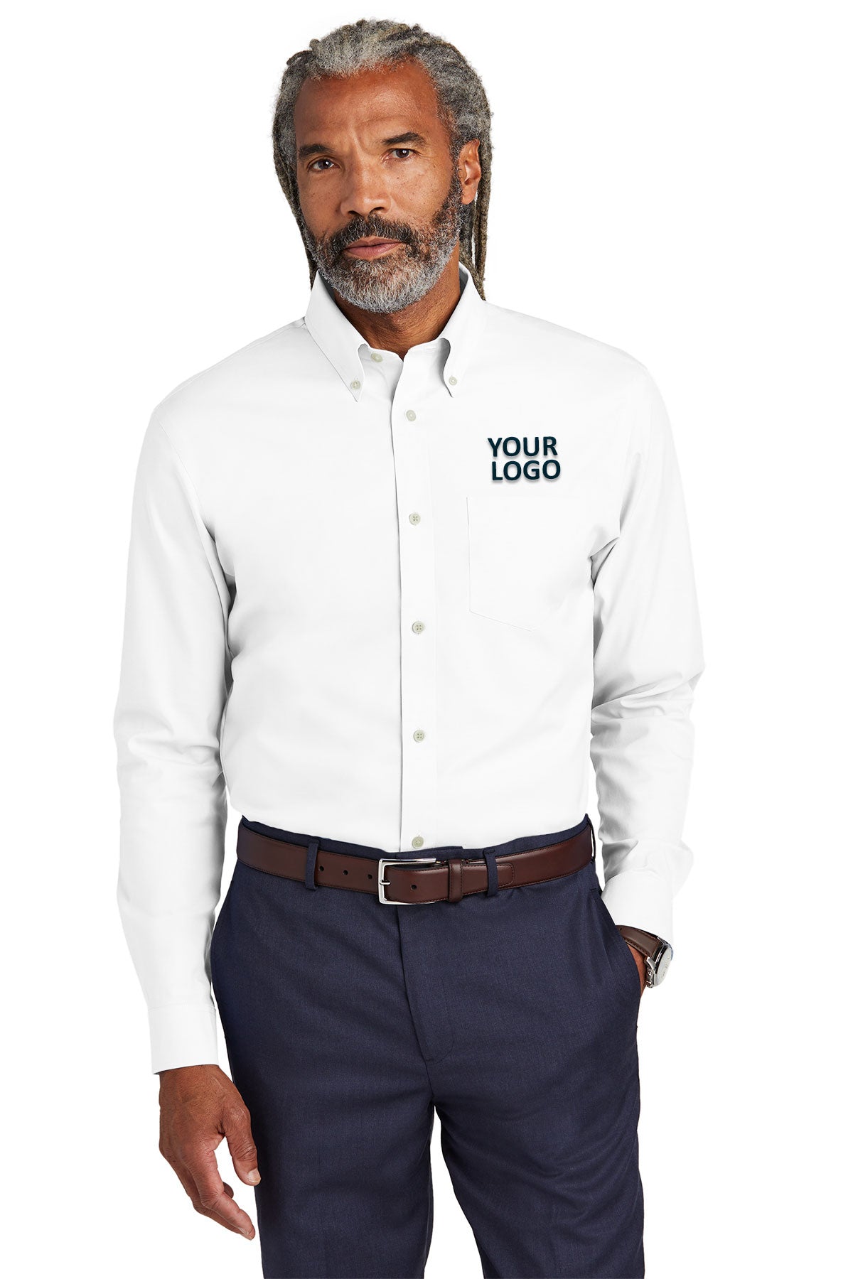 Brooks Brothers White BB18000 company logo shirts