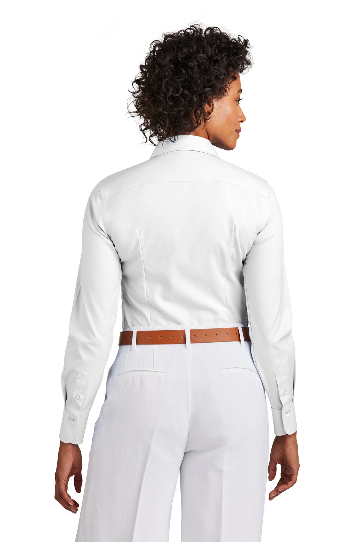 Brooks Brothers Womens Wrinkle-Free Stretch Pinpoint Shirt, White