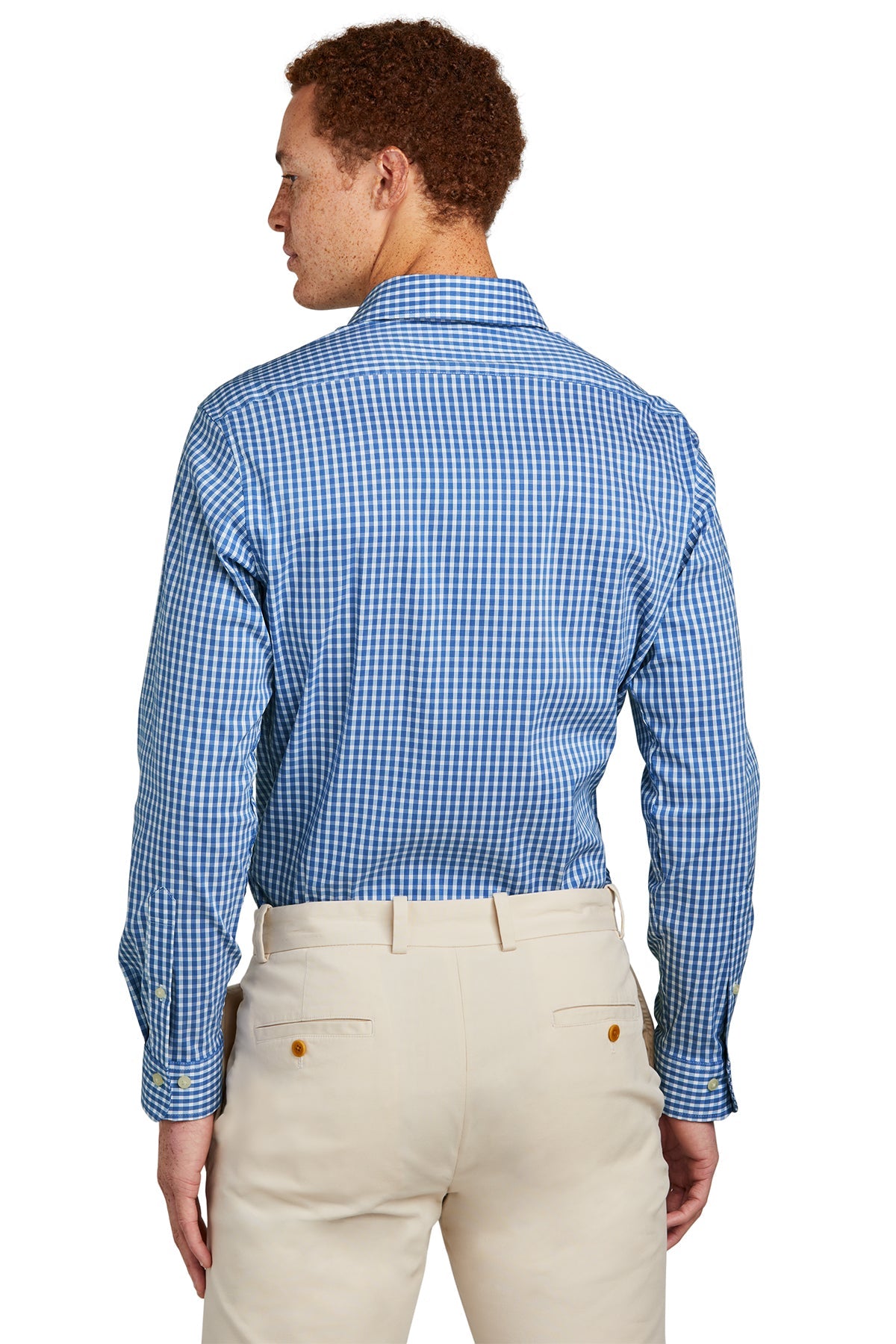 Brooks Brothers Tech Stretch Patterned Shirt, Charter Blue Check