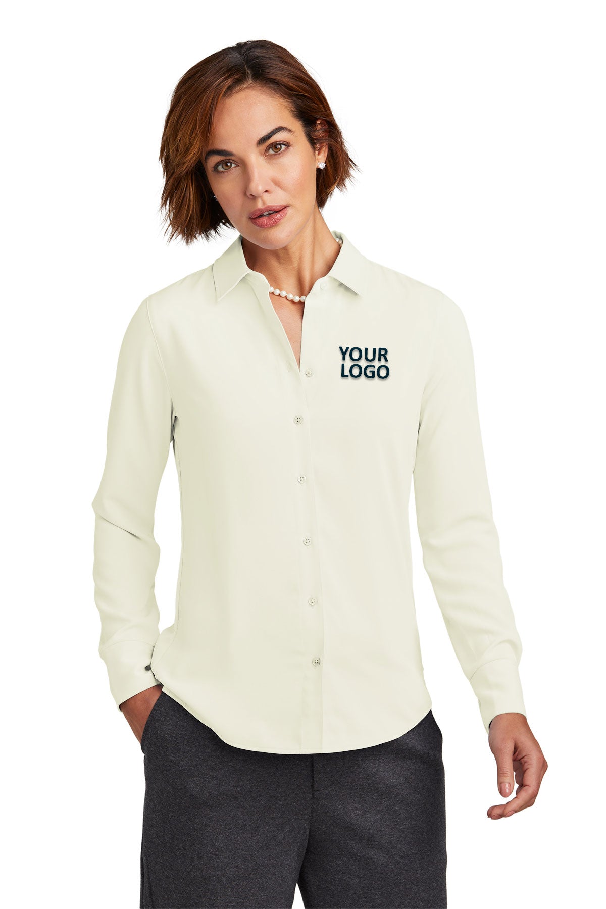 Brooks Brothers Off White BB18007 custom embroidered shirts