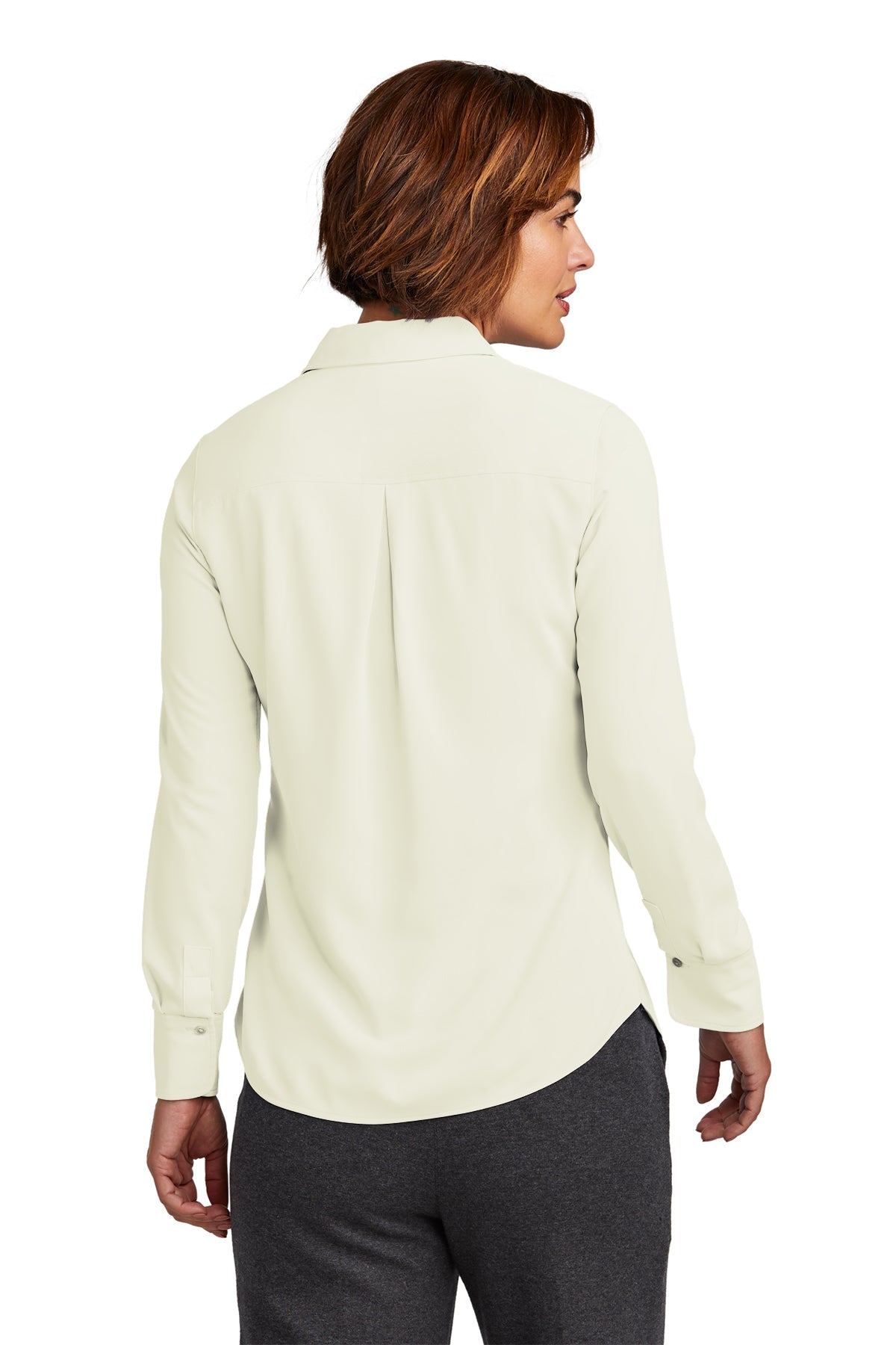 Brooks Brothers Womens Full-Button Satin Blouse, Off White