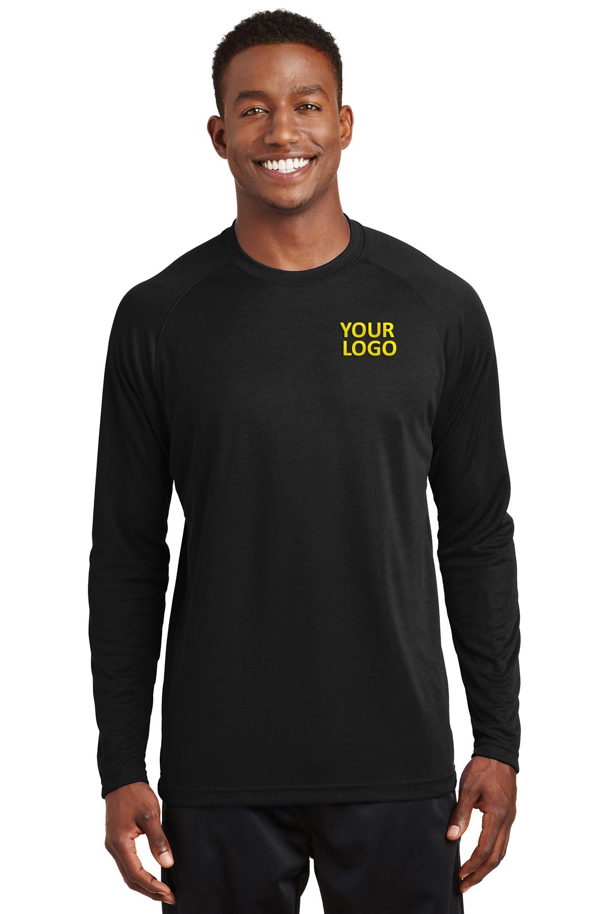 Sport-Tek Dry Zone Long Sleeve Custom Raglan T-Shirts, Black