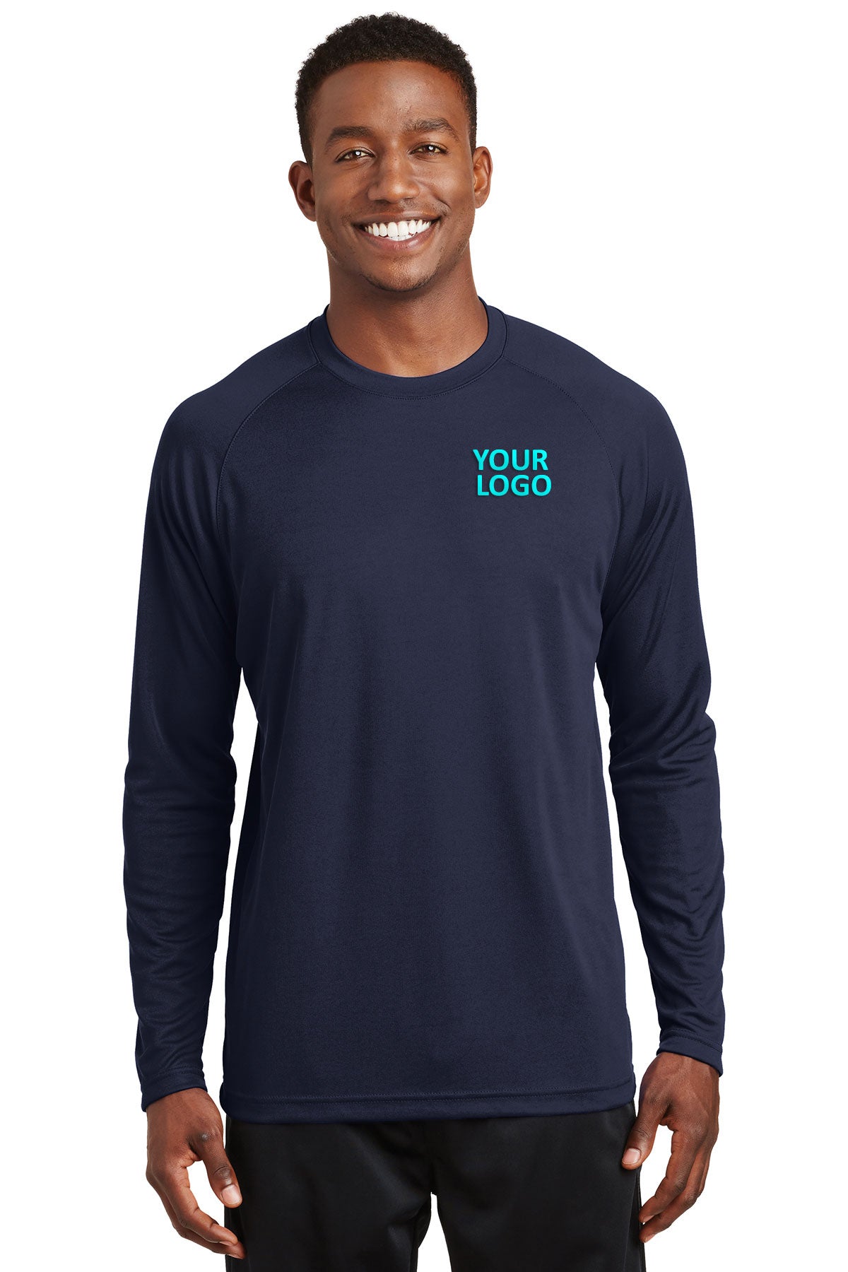 Sport-Tek Dry Zone Long Sleeve Customized Raglan T-Shirts, True Navy