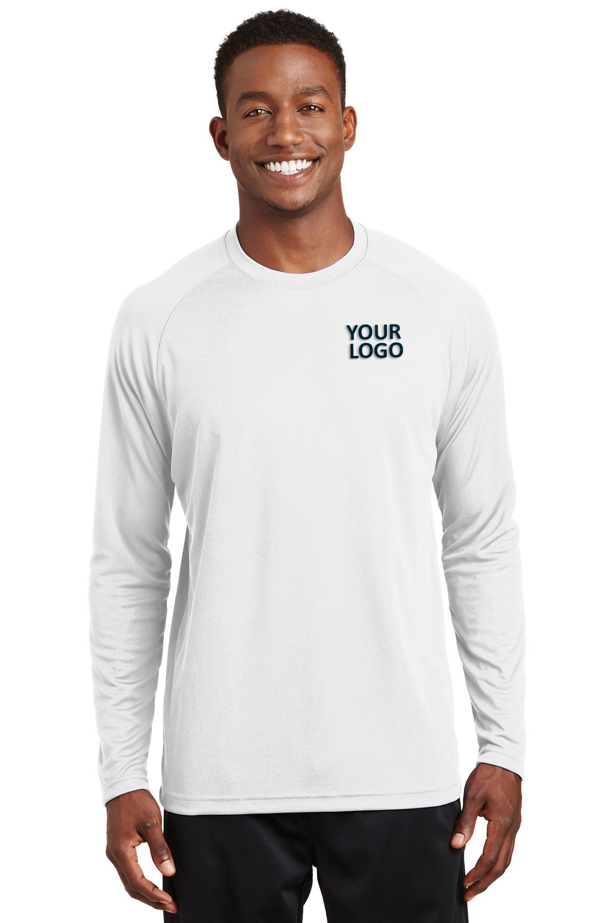 Sport-Tek Dry Zone Long Sleeve Customized Raglan T-Shirts, White