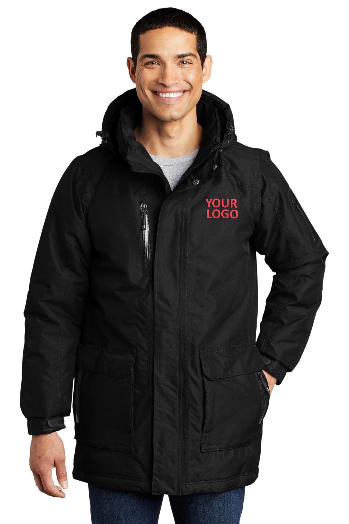 Port Authority Black J799 custom jackets with logo