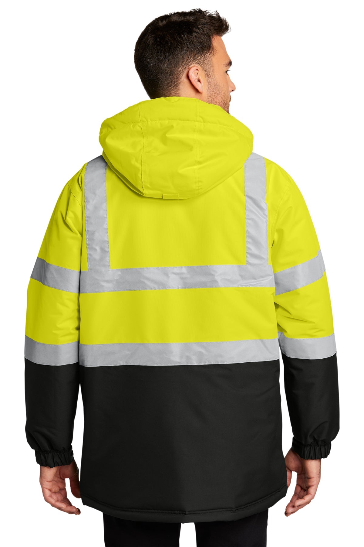Port Authority ANSI 107 Class 3 Safety Customized Heavyweight Parkas, Safety Yellow/ Black/ Reflective