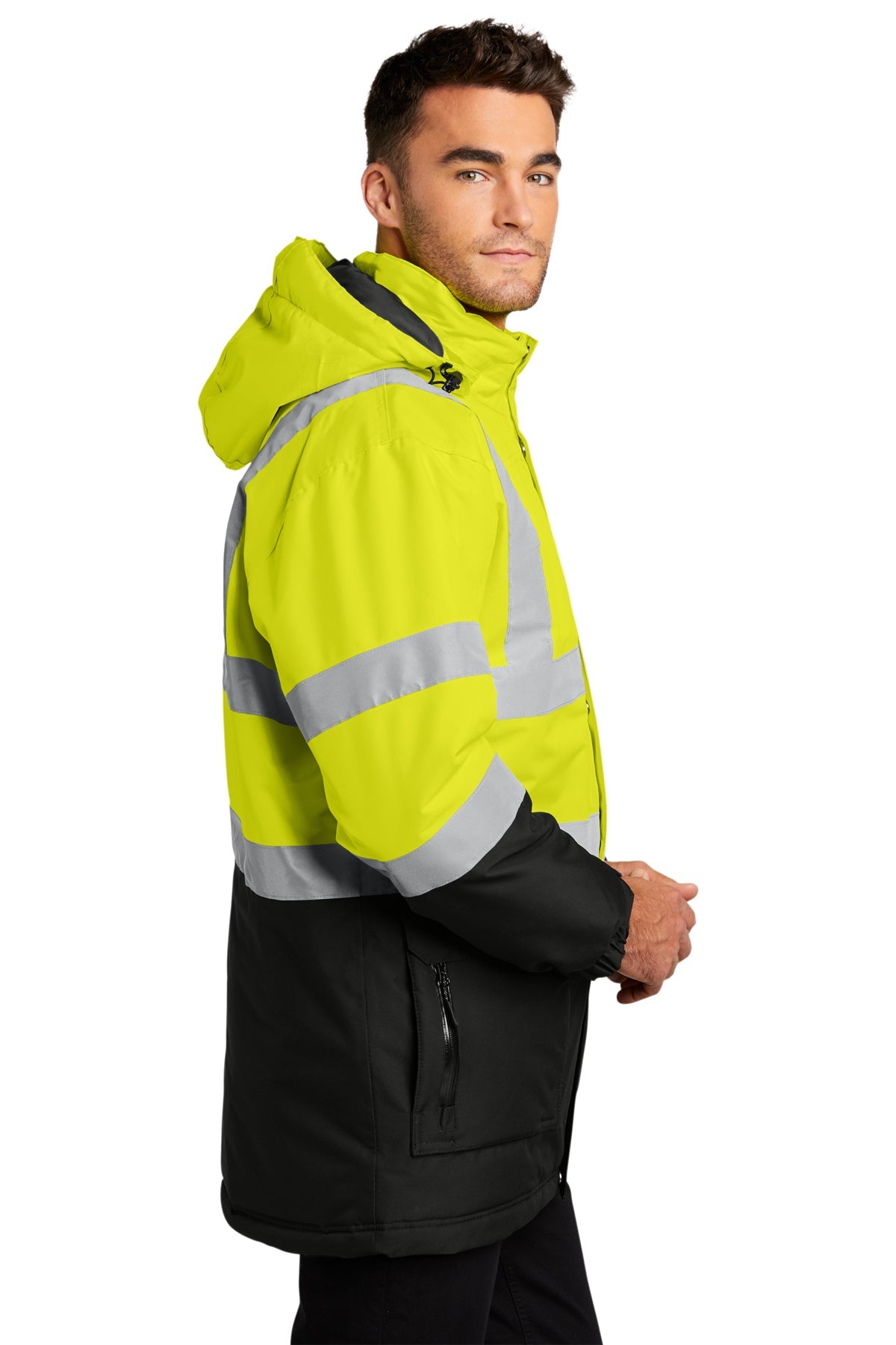 Port Authority ANSI 107 Class 3 Safety Customized Heavyweight Parkas, Safety Yellow/ Black/ Reflective