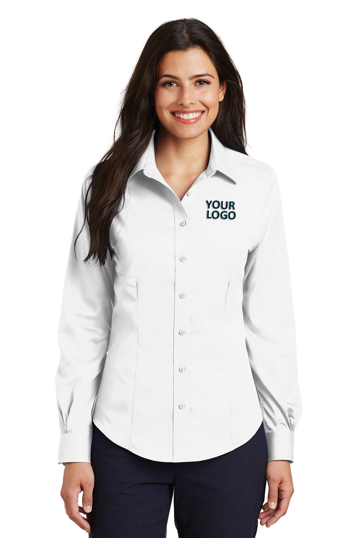 Port Authority White L638 business shirts with company logo