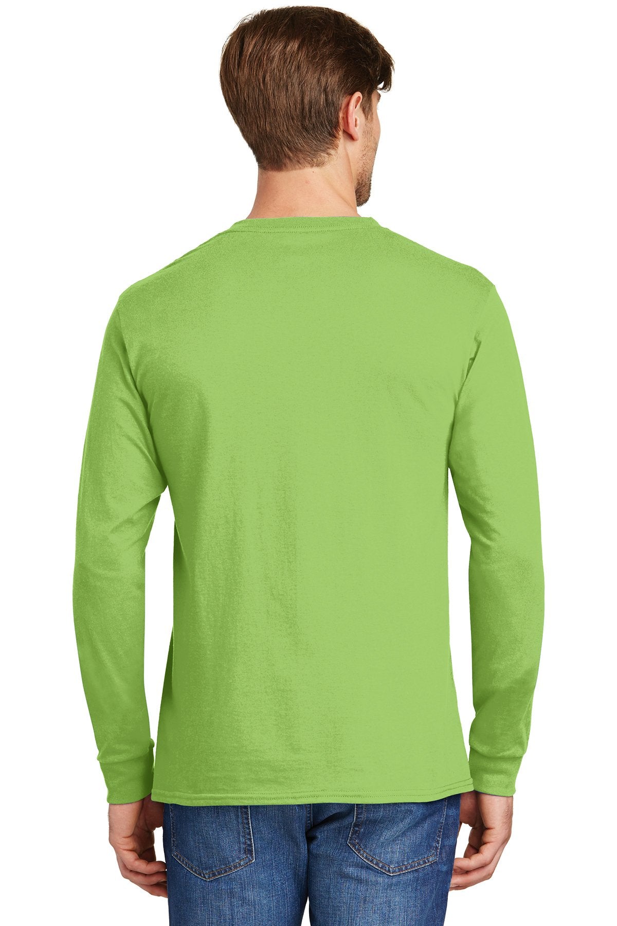 hanes tagless cotton long sleeve t shirt 5586 lime