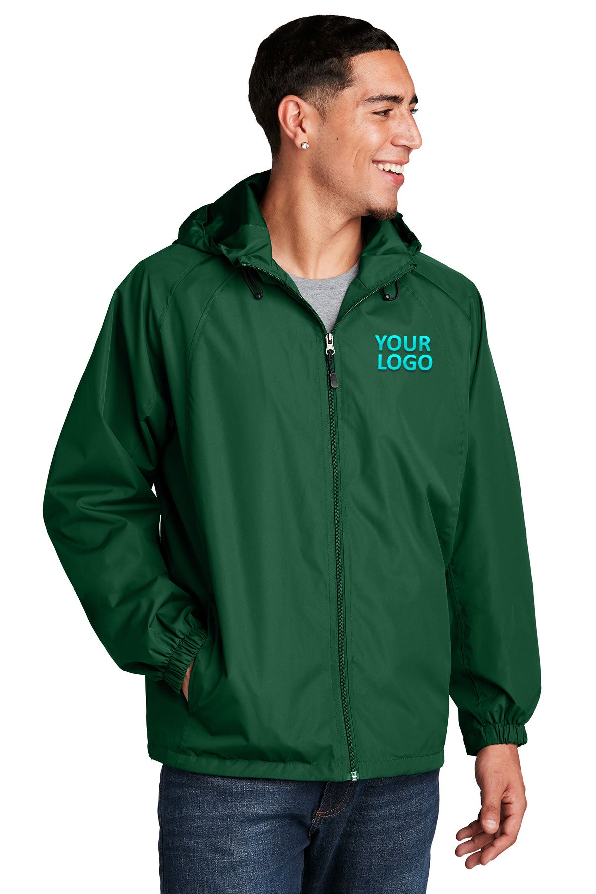 Sport-Tek Forest Green JST73 business logo jackets
