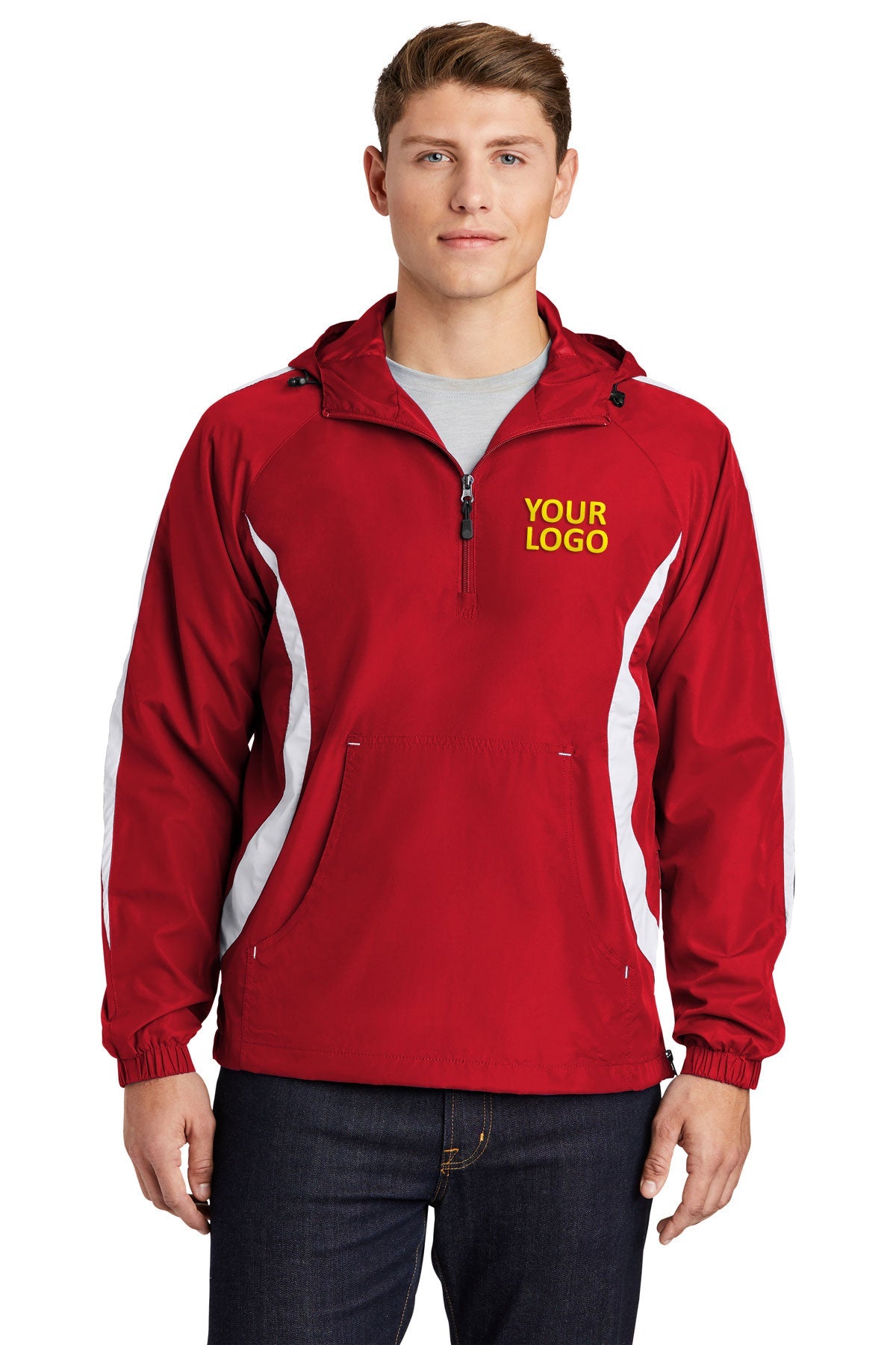 Sport-Tek True Red/White JST63 promotional jackets company logo