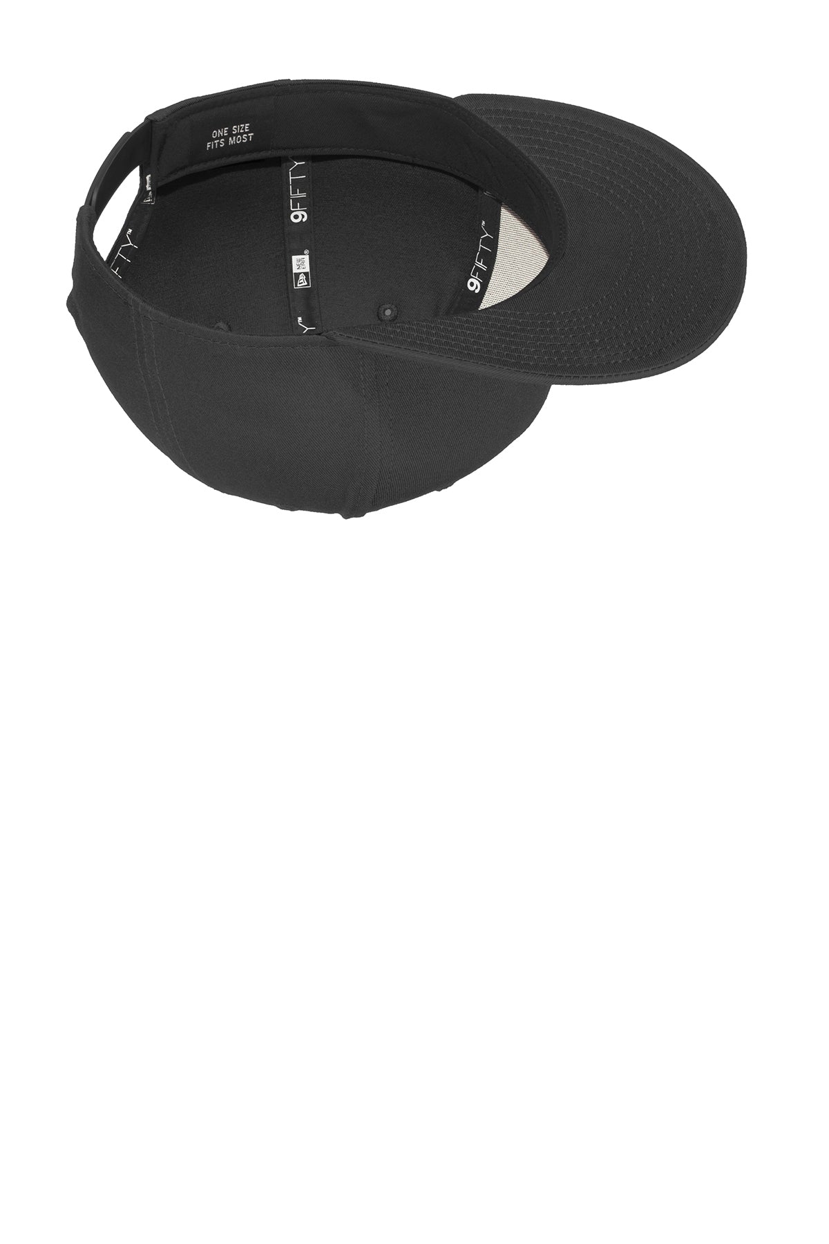 New Era Flat Bill Snapback Customized Caps, Black