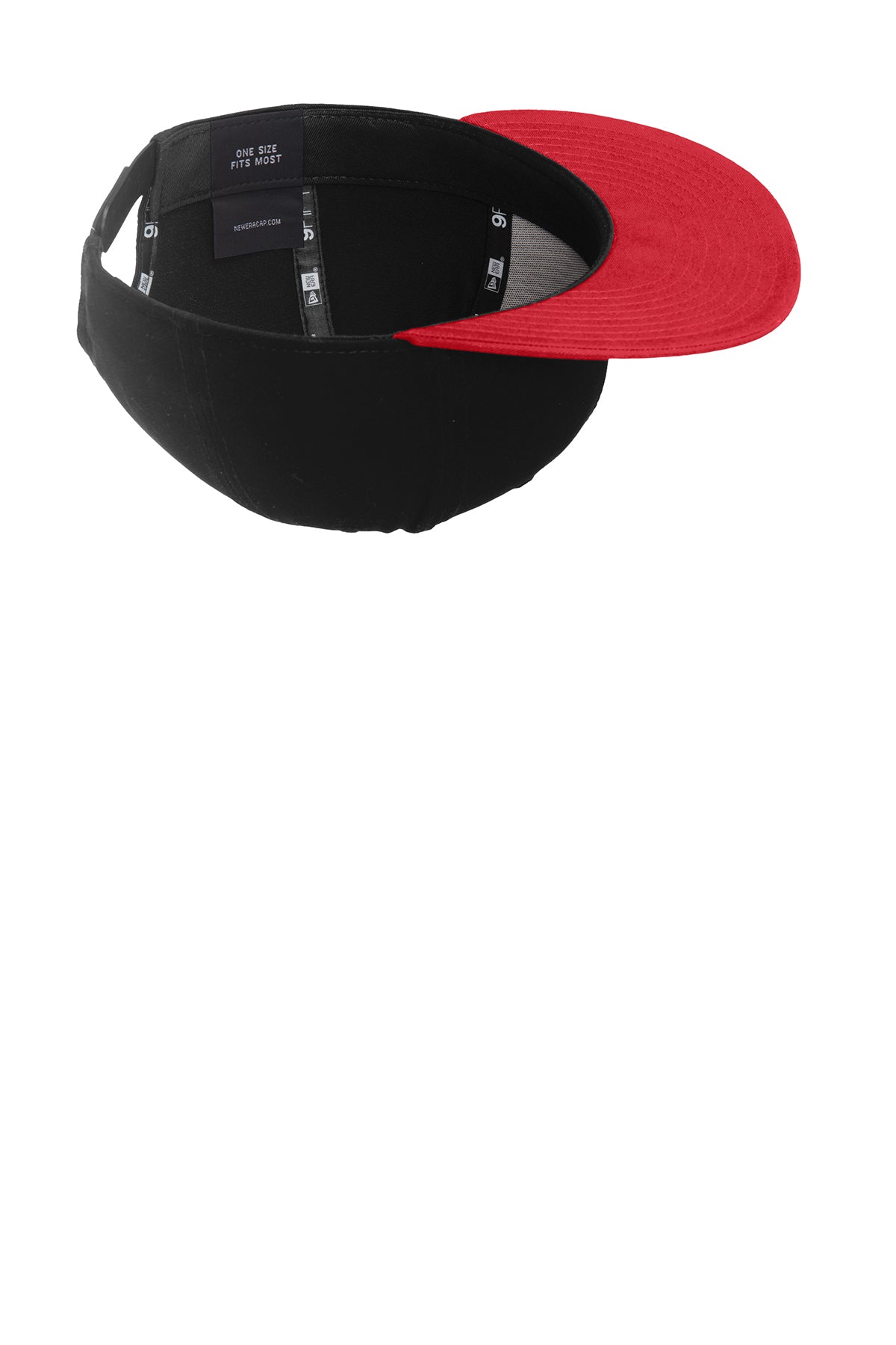 New Era Flat Bill Snapback Customized Caps, Black/ Scarlet
