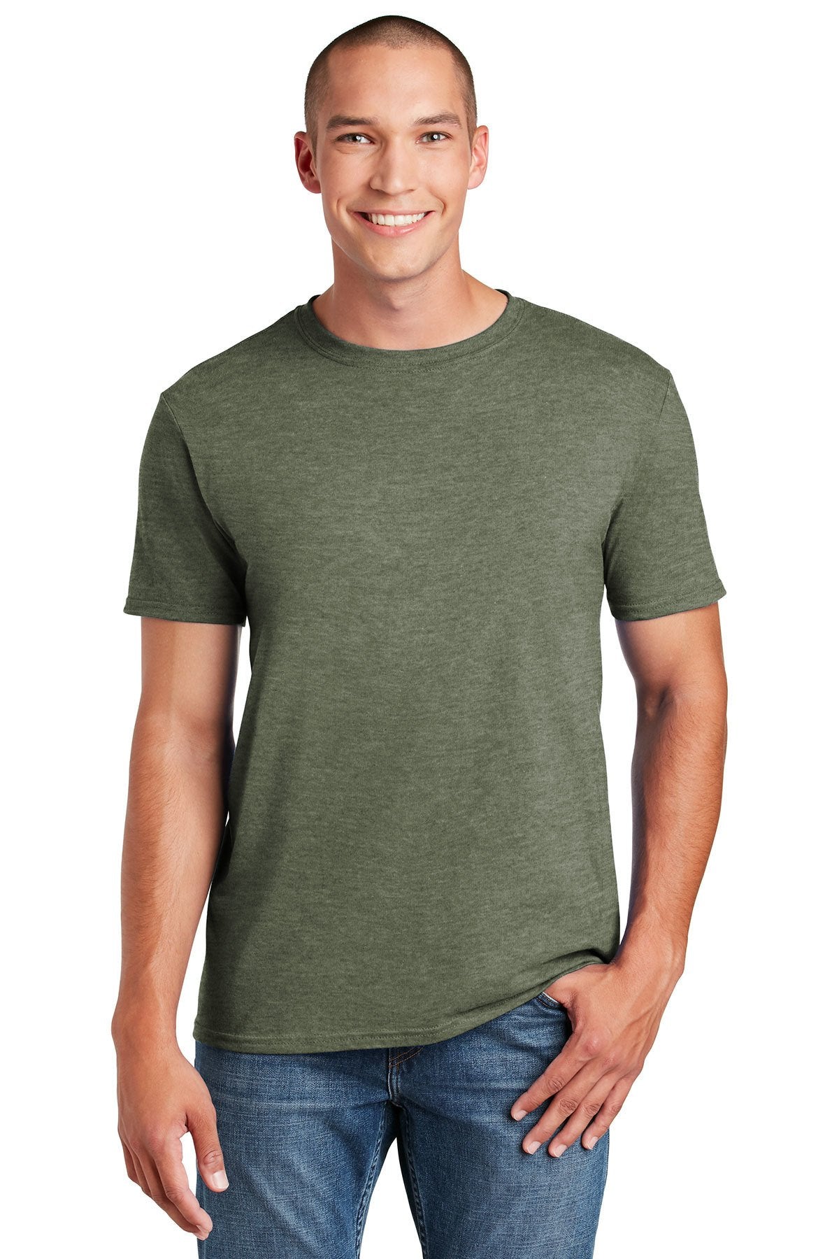 gildan softstyle t shirt 64000 heather military green
