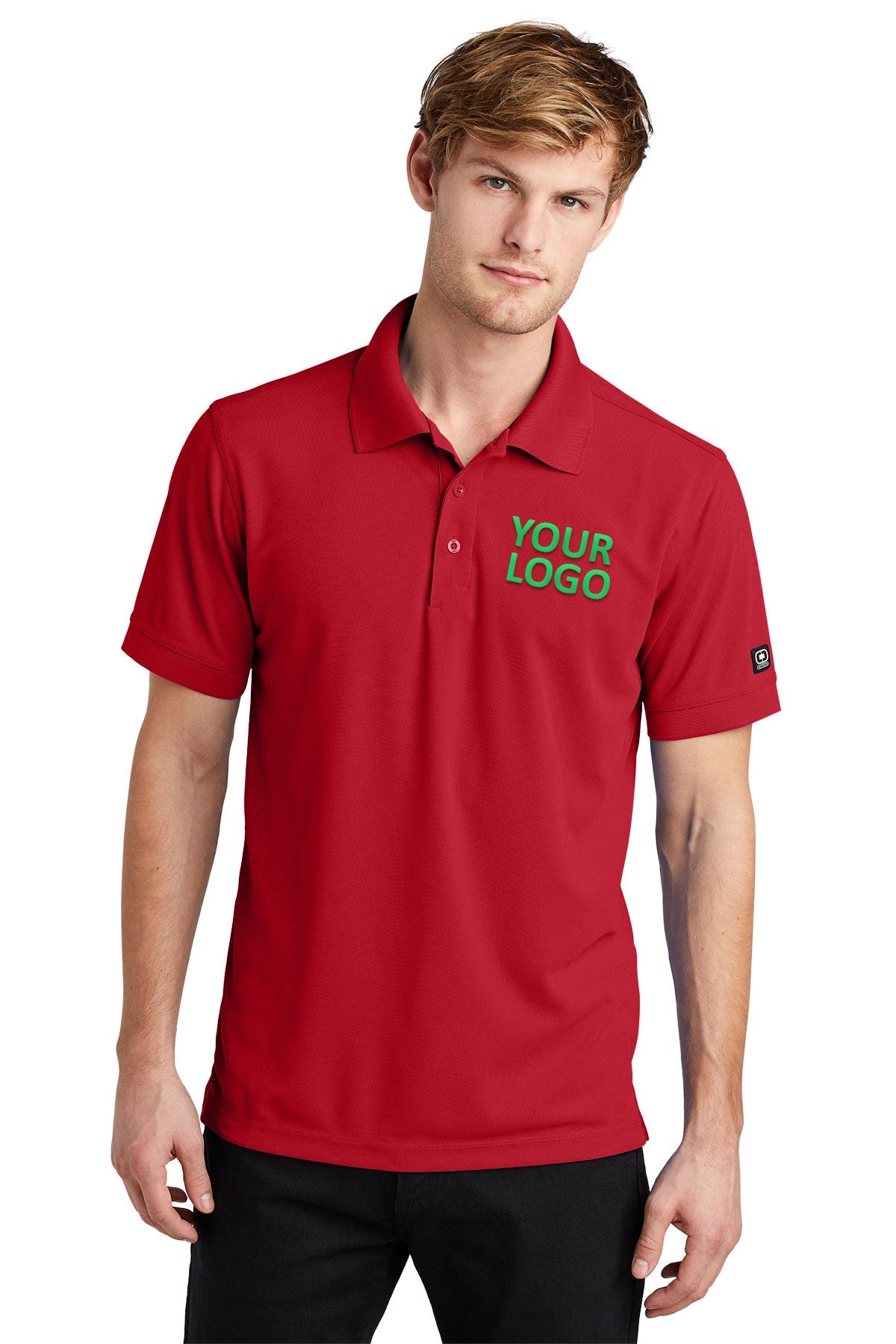 OGIO Signal Red OG101 polo shirts with custom logo