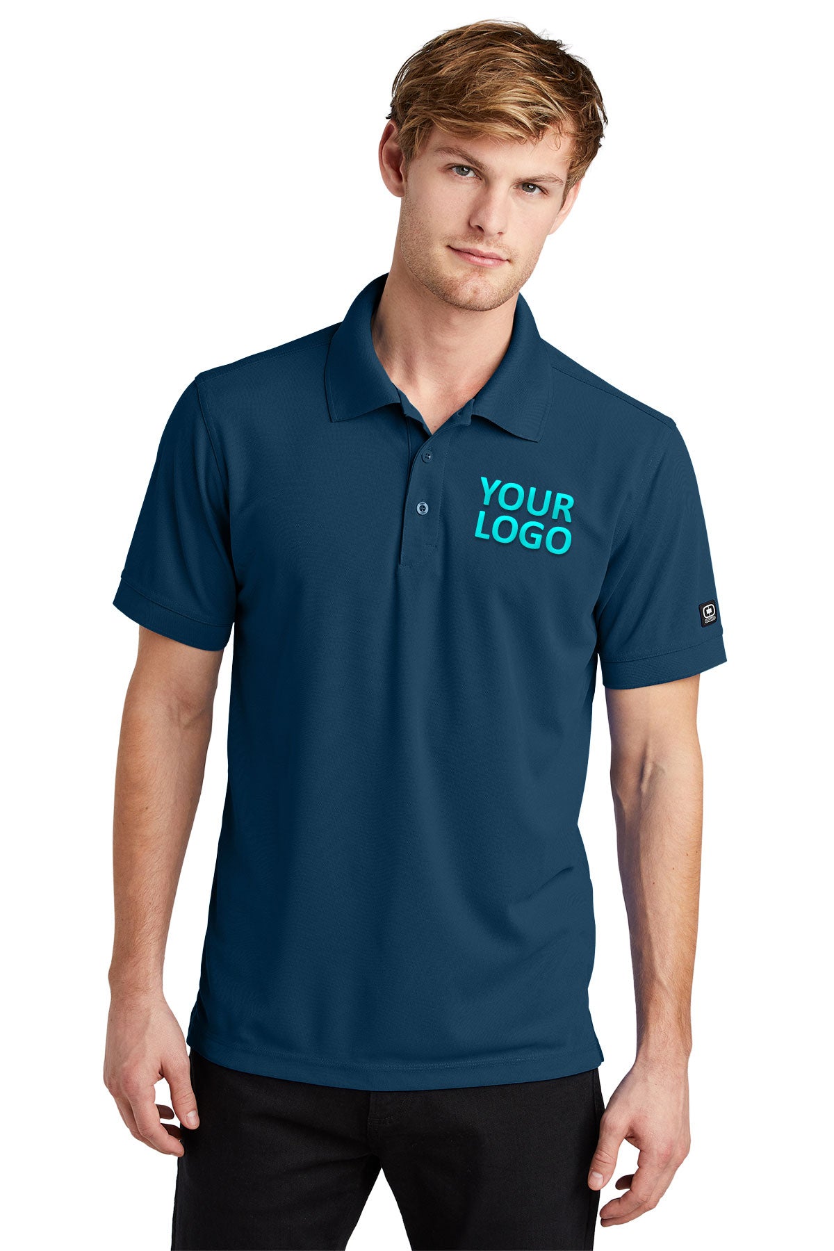 OGIO Spar Blue OG101 polo shirts with custom logo