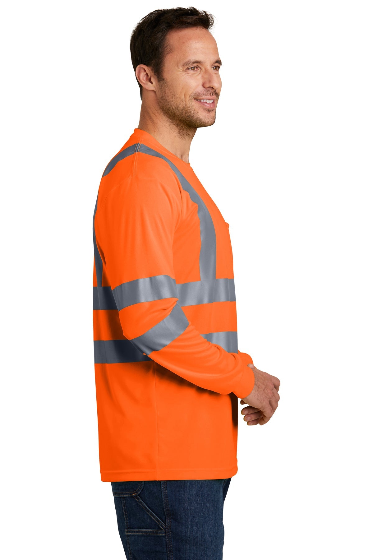 cornerstone ansi 107 class 3 long sleeve snag resistant reflective t shirt safety orange