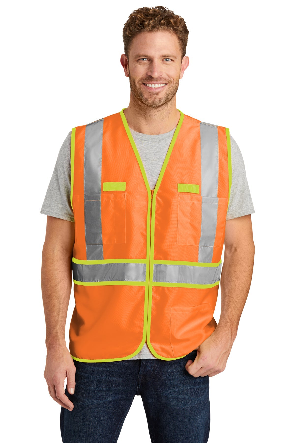 CornerStone Safety Orange/Safety Yellow CSV407 embroidered team jackets