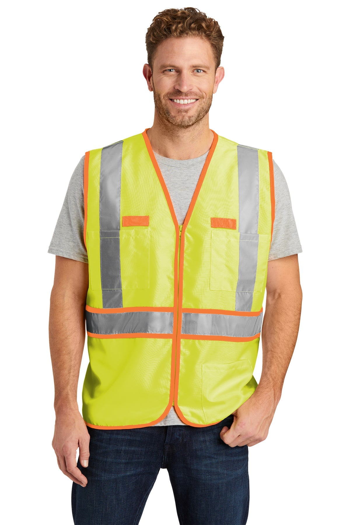 CornerStone Safety Yellow/Safety Orange CSV407 embroidered team jackets